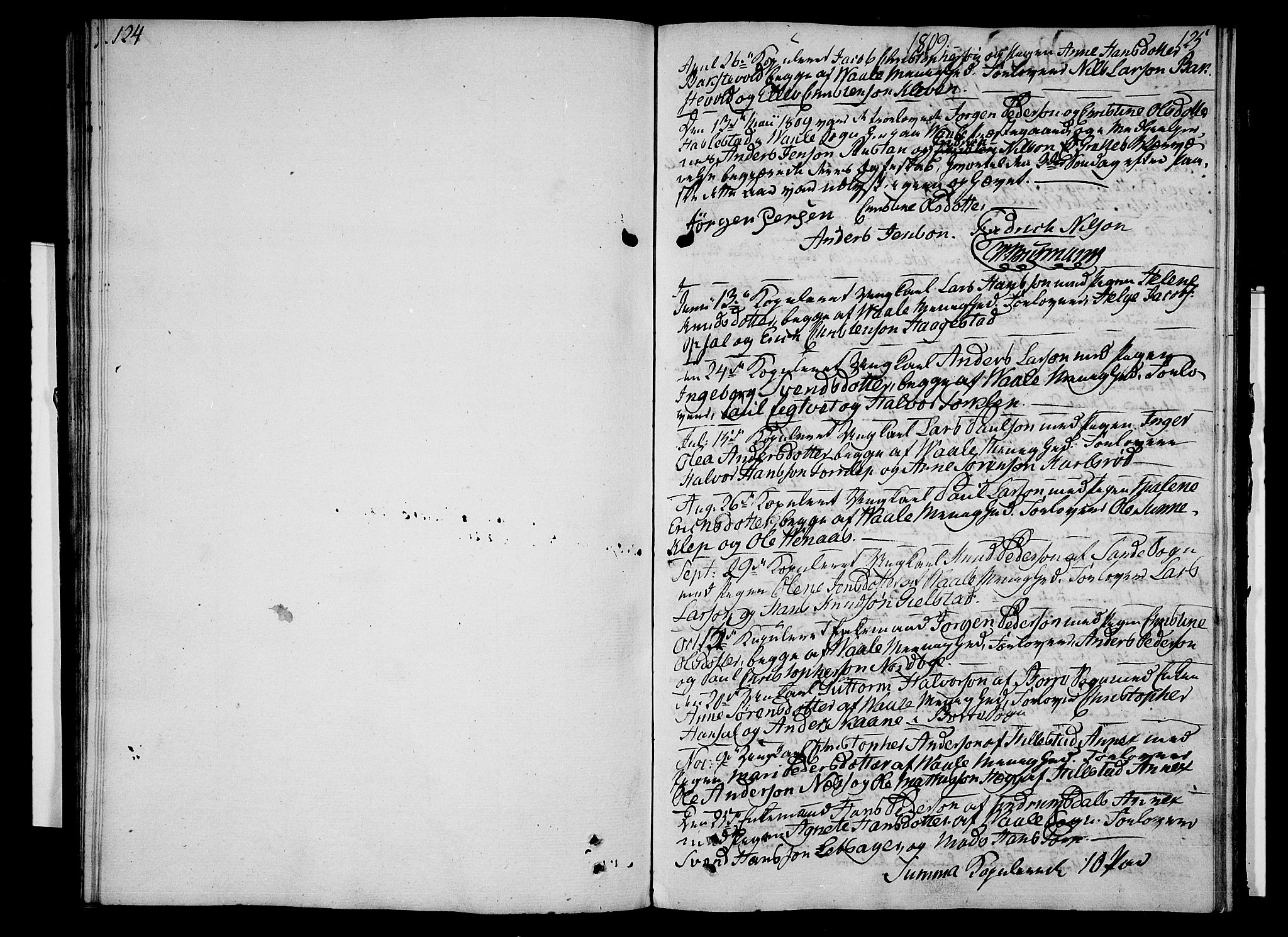Våle kirkebøker, SAKO/A-334/F/Fa/L0006: Parish register (official) no. I 6, 1808-1814, p. 124-125
