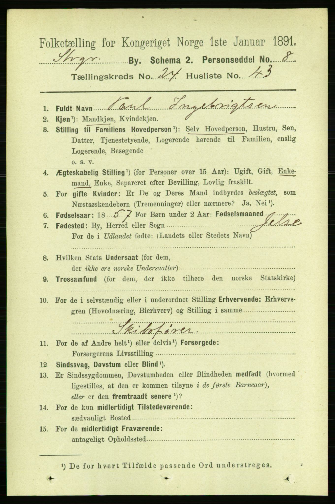 RA, 1891 census for 1103 Stavanger, 1891, p. 26783