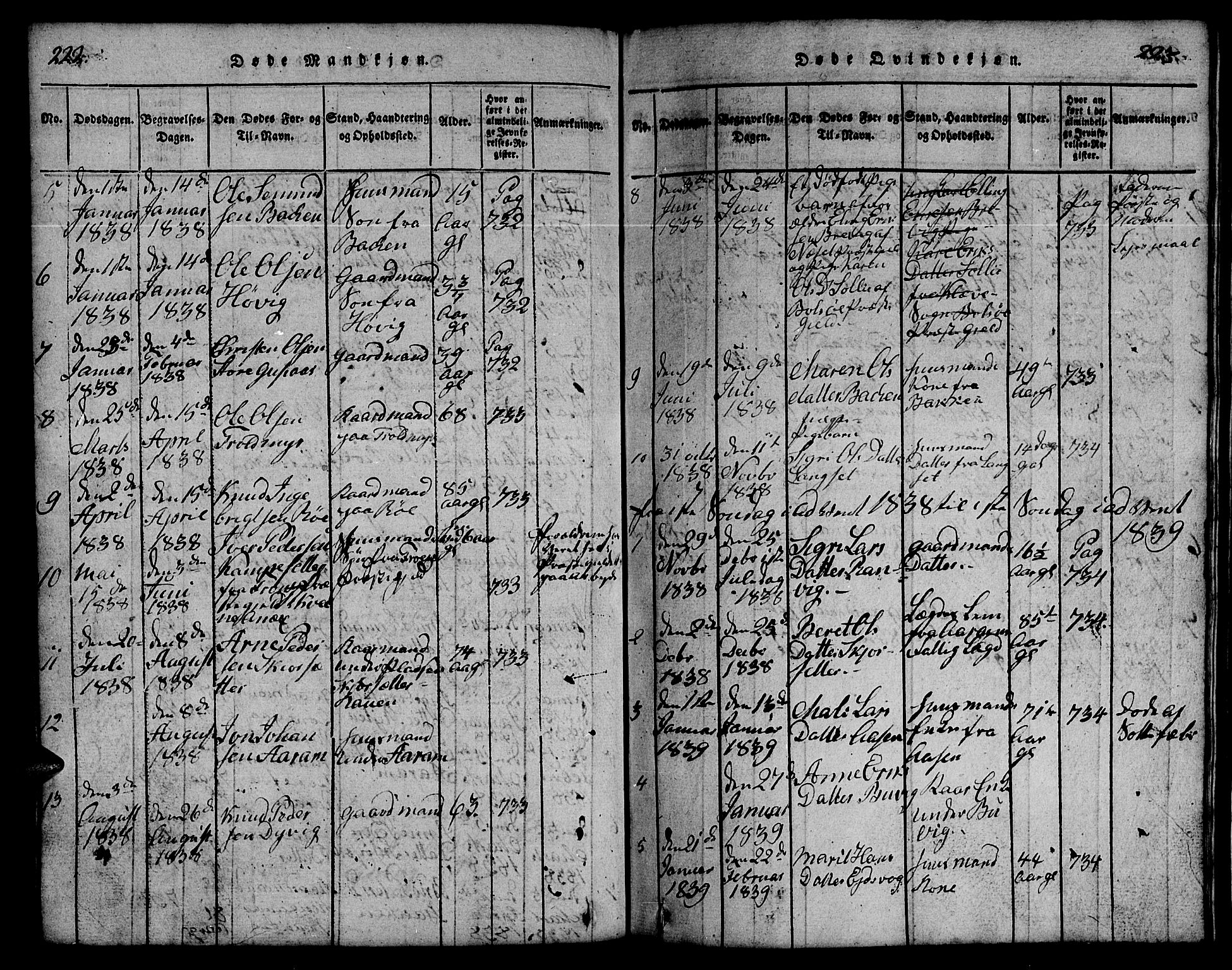 Ministerialprotokoller, klokkerbøker og fødselsregistre - Møre og Romsdal, SAT/A-1454/551/L0629: Parish register (copy) no. 551C01, 1818-1839, p. 222-223