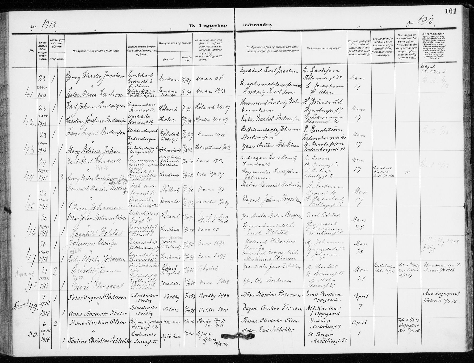 Kampen prestekontor Kirkebøker, SAO/A-10853/F/Fa/L0013: Parish register (official) no. I 13, 1917-1922, p. 161
