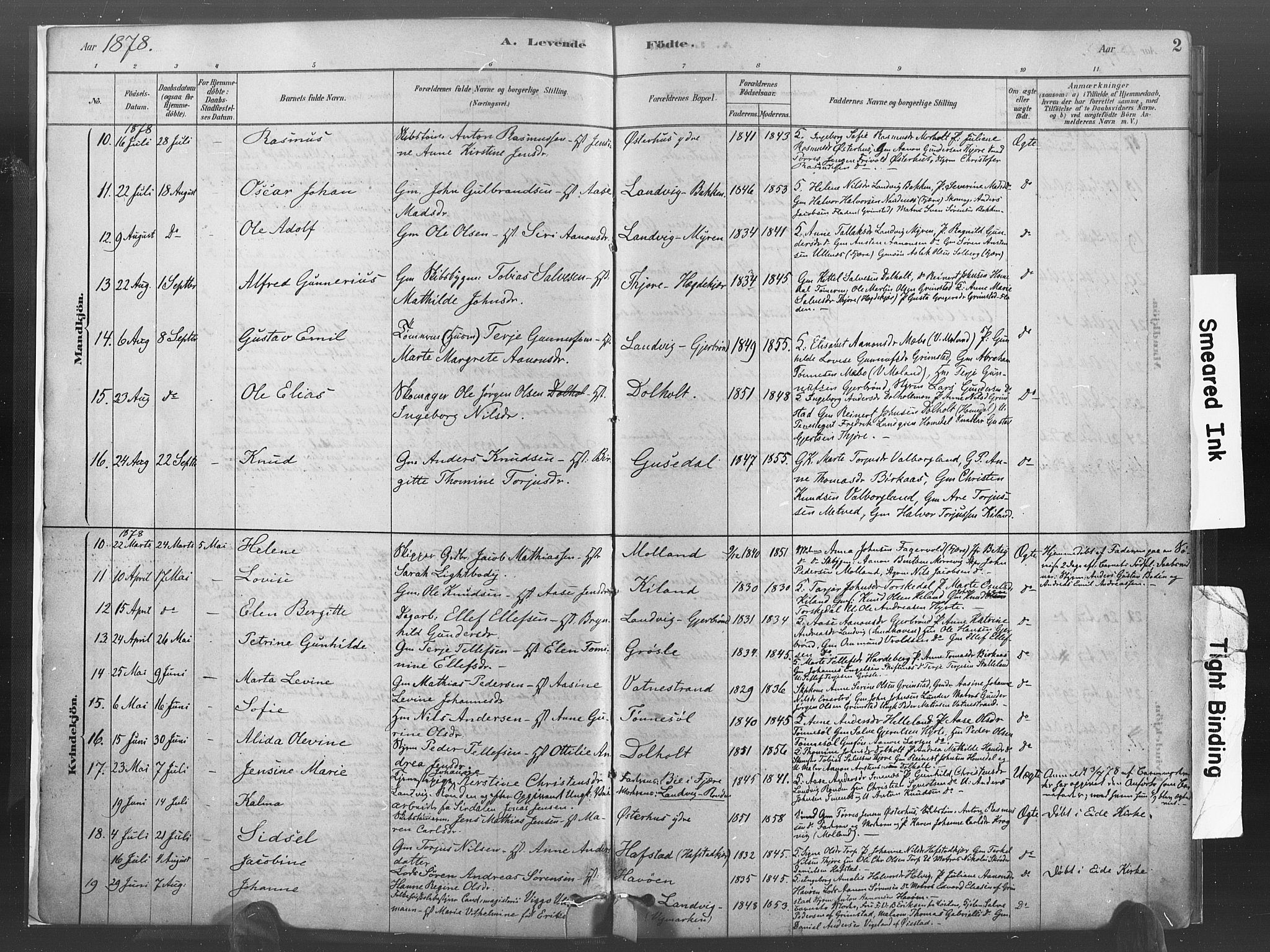 Hommedal sokneprestkontor, SAK/1111-0023/F/Fa/Fab/L0006: Parish register (official) no. A 6, 1878-1897, p. 2