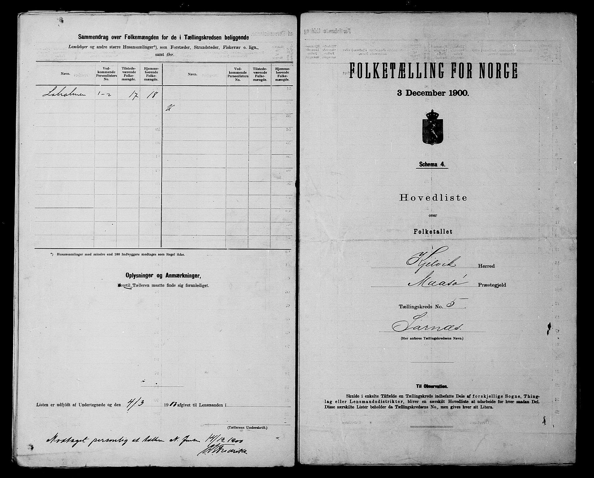 SATØ, 1900 census for Kjelvik, 1900, p. 12