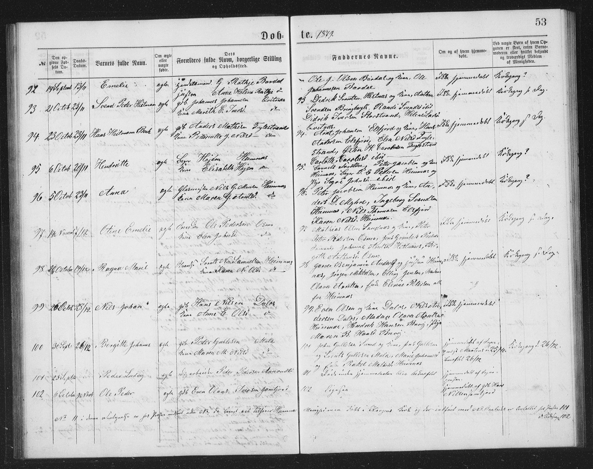 Ministerialprotokoller, klokkerbøker og fødselsregistre - Nordland, SAT/A-1459/825/L0369: Parish register (copy) no. 825C06, 1873-1885, p. 53