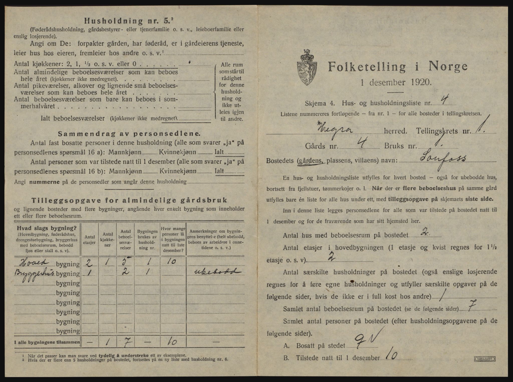 SAT, 1920 census for Hegra, 1920, p. 46