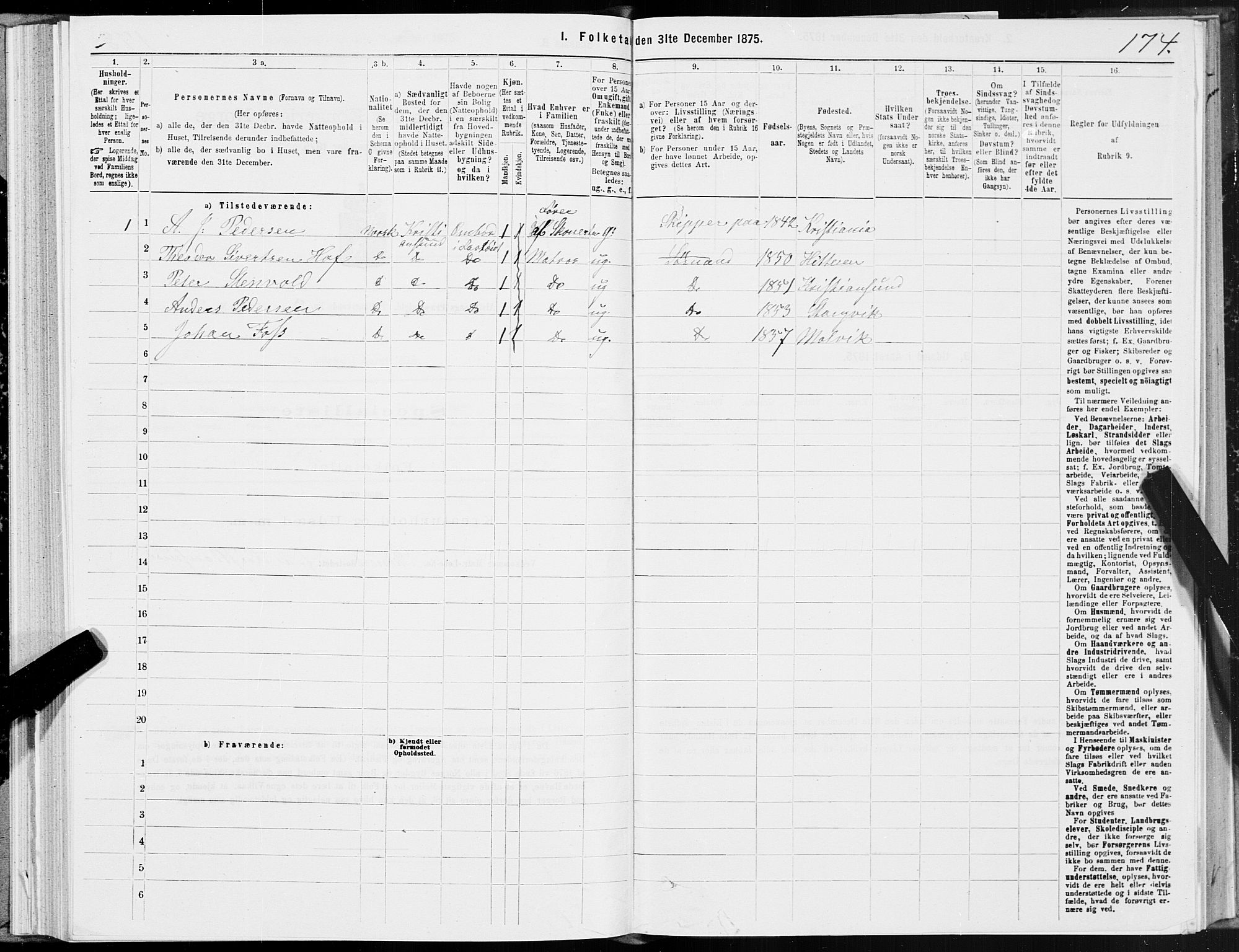 SAT, 1875 census for 1820P Alstahaug, 1875, p. 3174