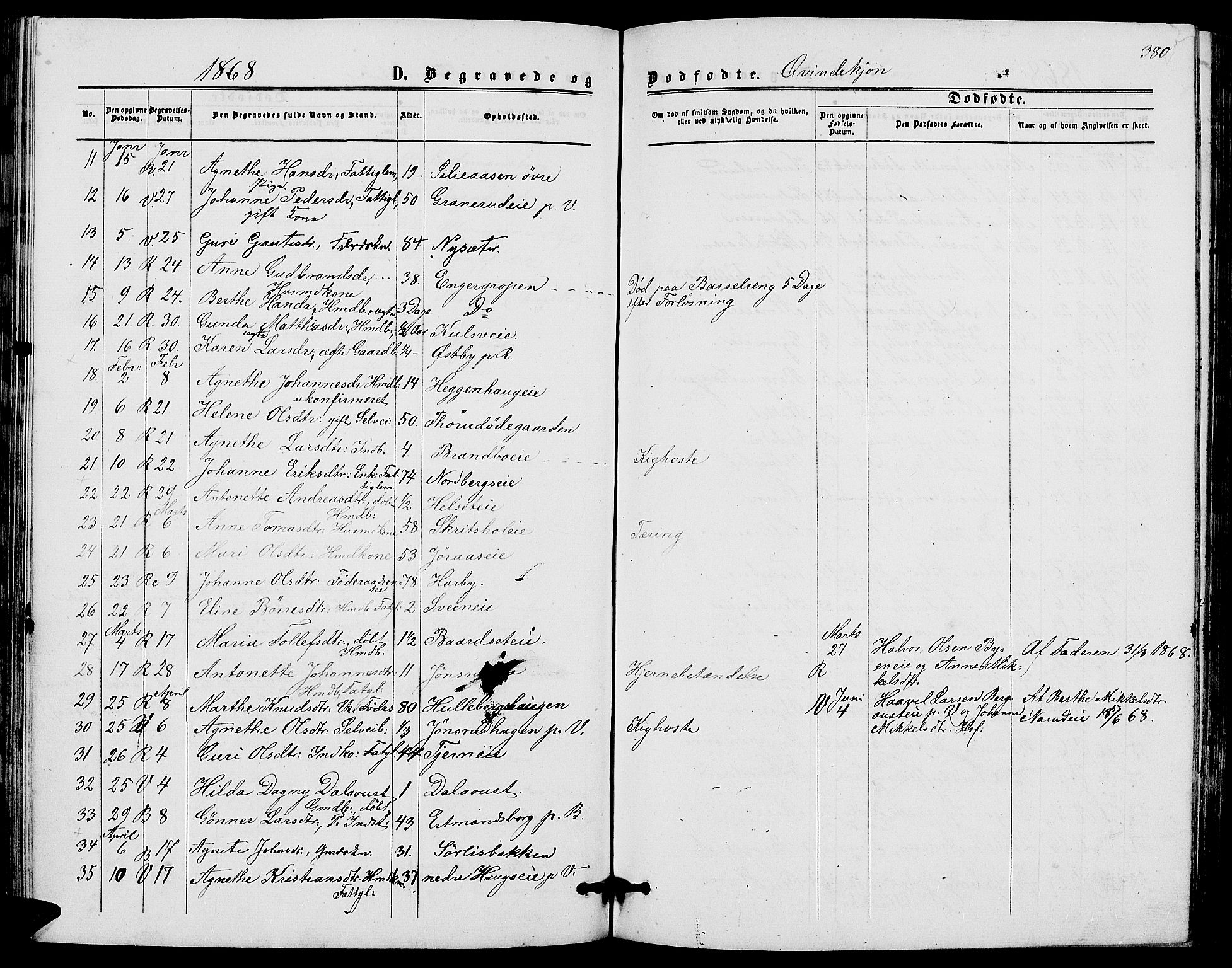 Ringsaker prestekontor, SAH/PREST-014/L/La/L0007: Parish register (copy) no. 7, 1861-1869, p. 380