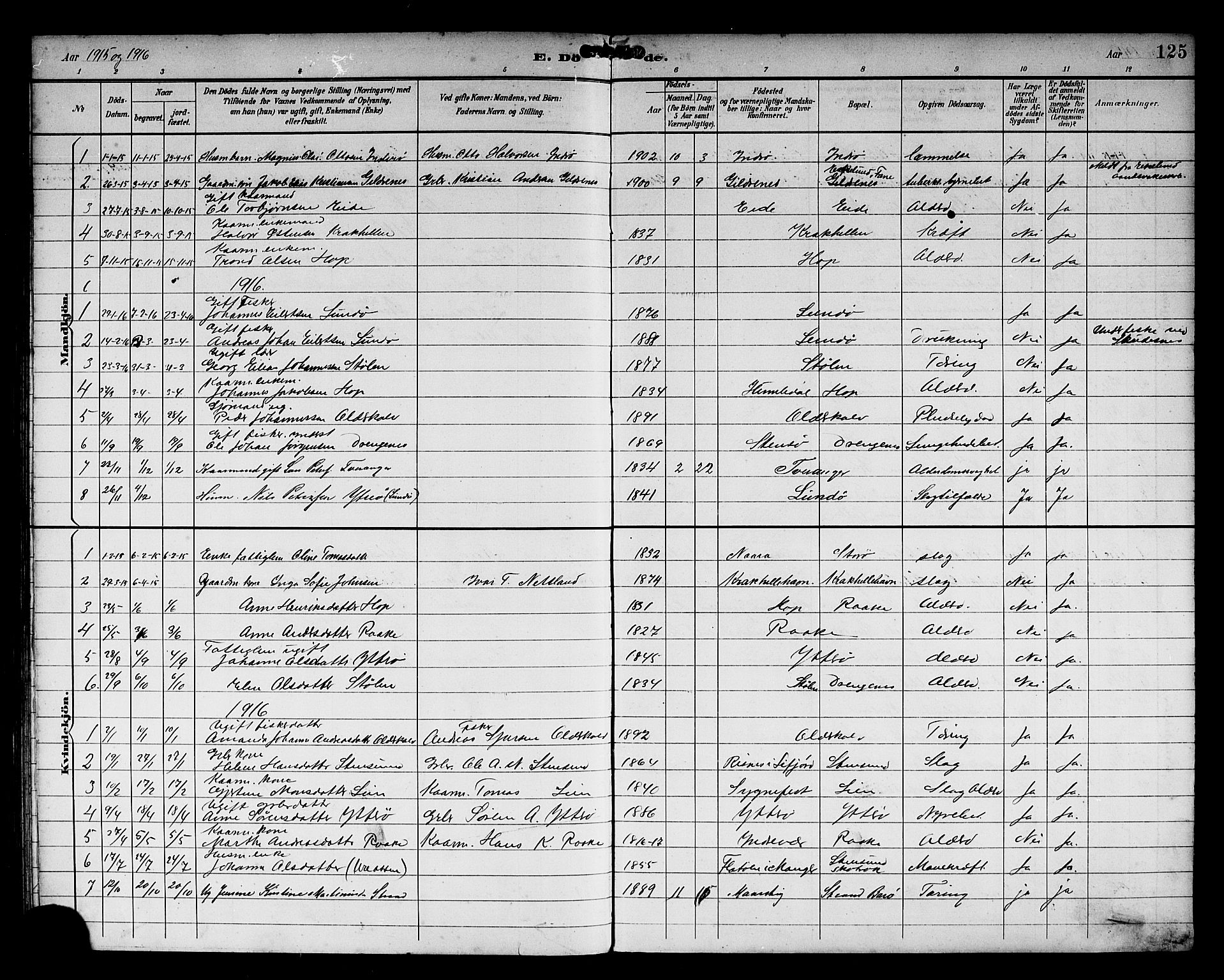 Solund sokneprestembete, SAB/A-81401: Parish register (copy) no. A 2, 1893-1921, p. 125