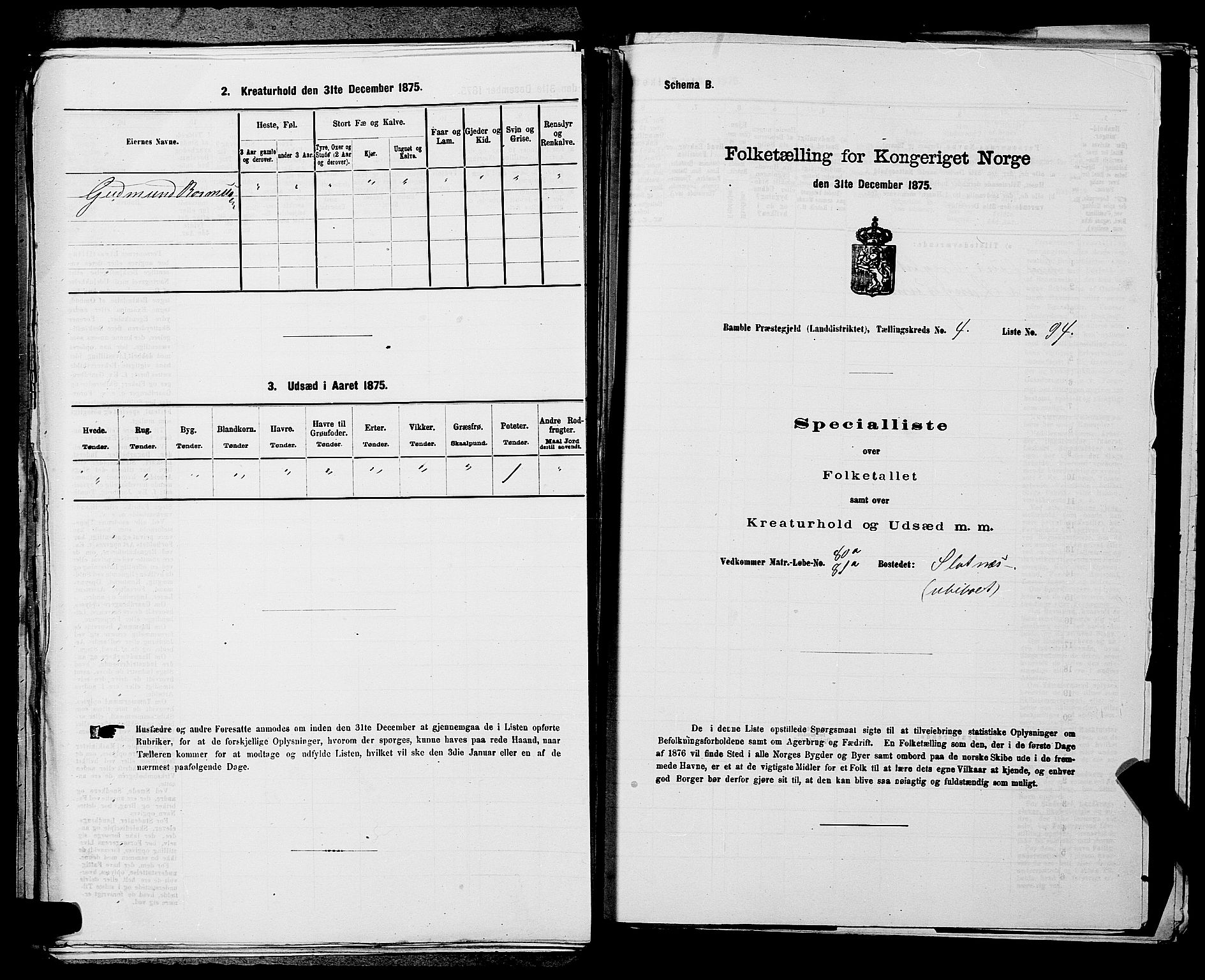 SAKO, 1875 census for 0814L Bamble/Bamble, 1875, p. 723