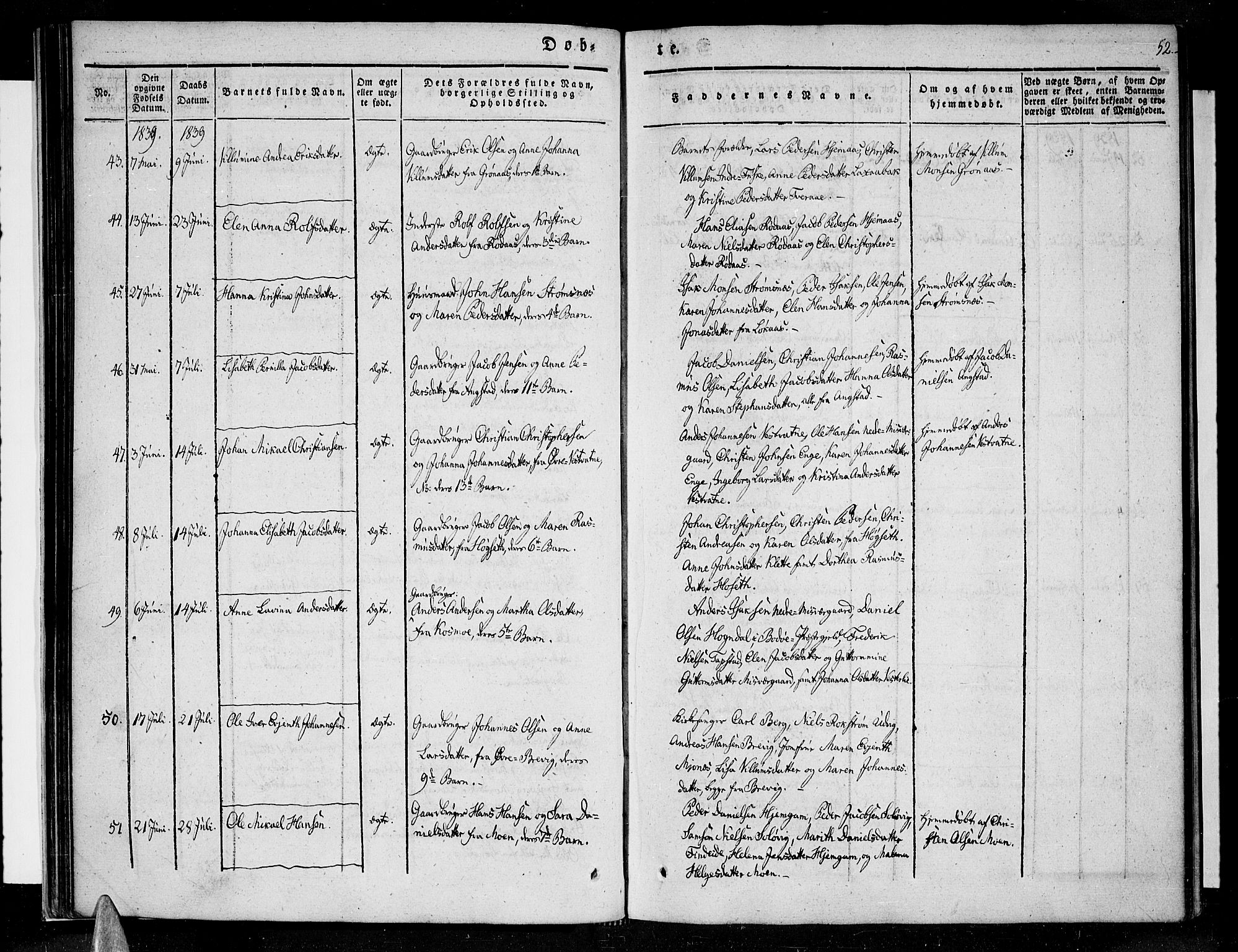 Ministerialprotokoller, klokkerbøker og fødselsregistre - Nordland, AV/SAT-A-1459/852/L0737: Parish register (official) no. 852A07, 1833-1849, p. 52