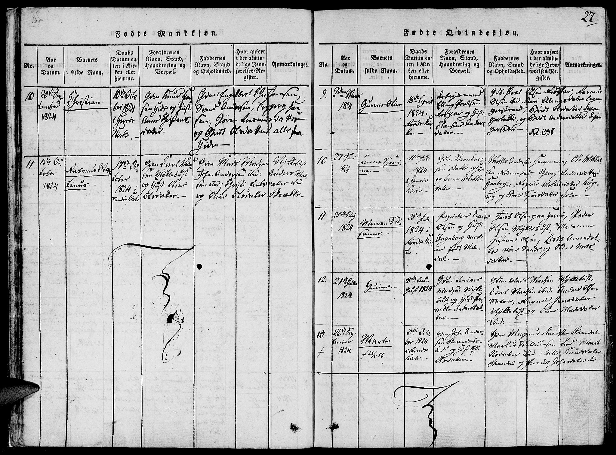 Ministerialprotokoller, klokkerbøker og fødselsregistre - Møre og Romsdal, AV/SAT-A-1454/503/L0033: Parish register (official) no. 503A01, 1816-1841, p. 27