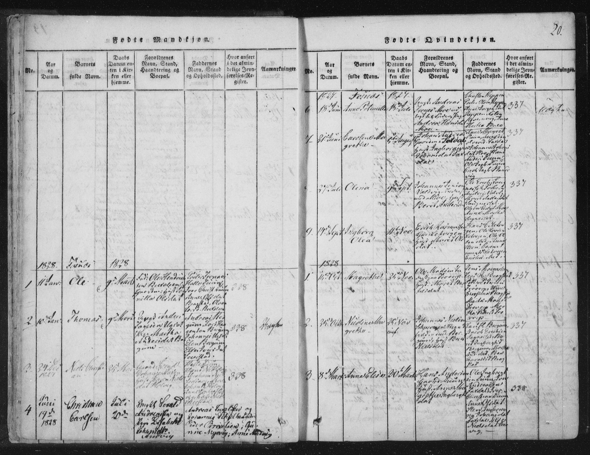 Ministerialprotokoller, klokkerbøker og fødselsregistre - Nord-Trøndelag, SAT/A-1458/773/L0609: Parish register (official) no. 773A03 /1, 1815-1830, p. 20