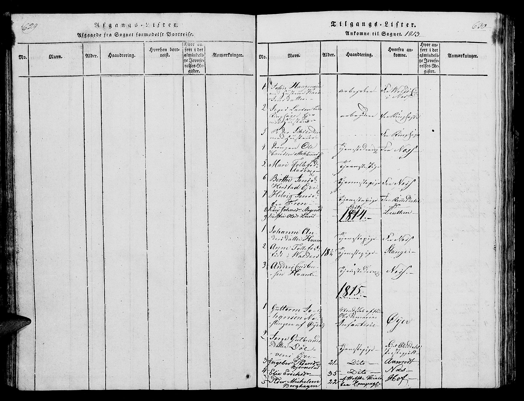 Vang prestekontor, Hedmark, SAH/PREST-008/H/Ha/Hab/L0004: Parish register (copy) no. 4, 1813-1827, p. 629-630