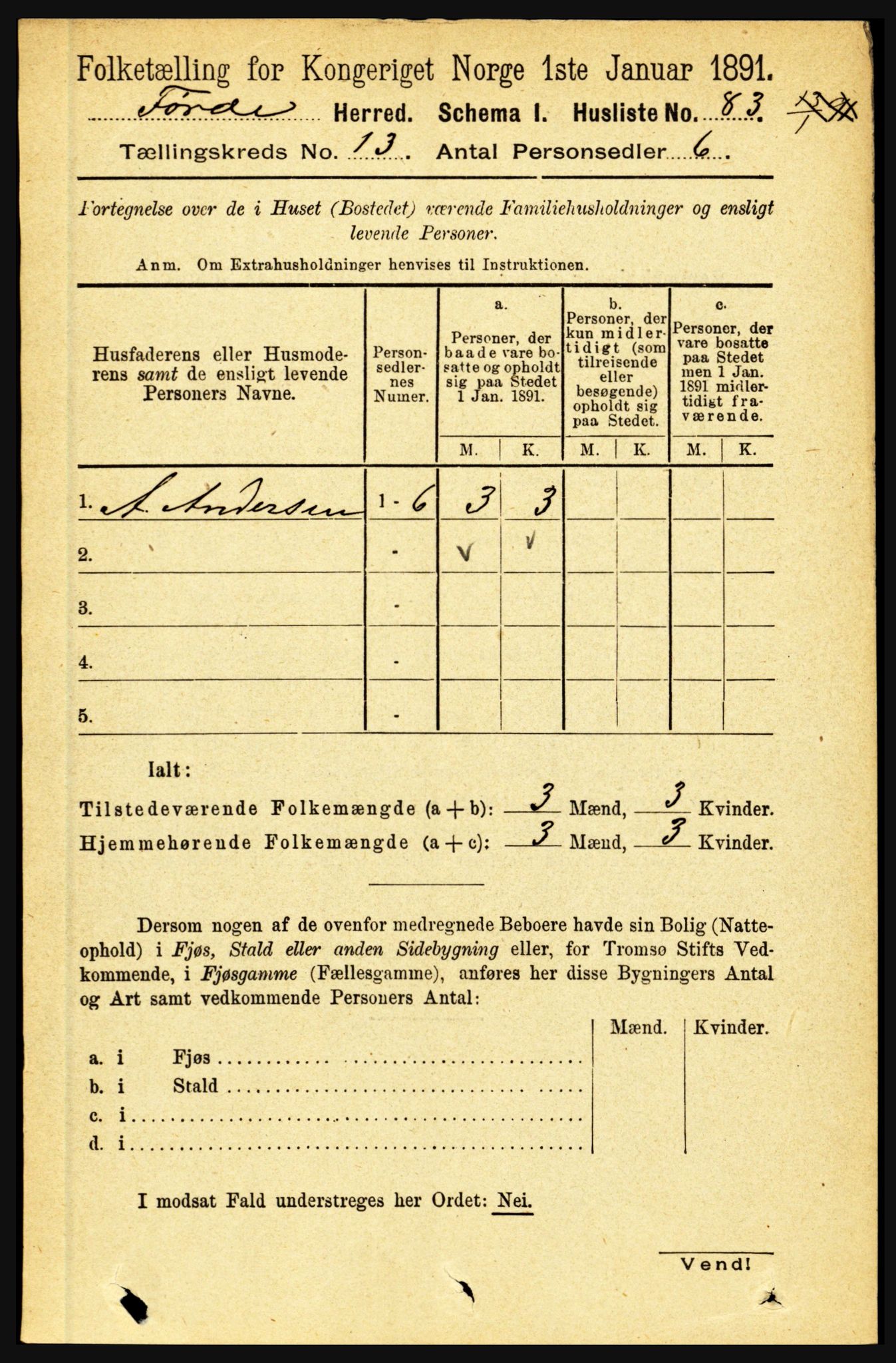 RA, 1891 census for 1432 Førde, 1891, p. 4577