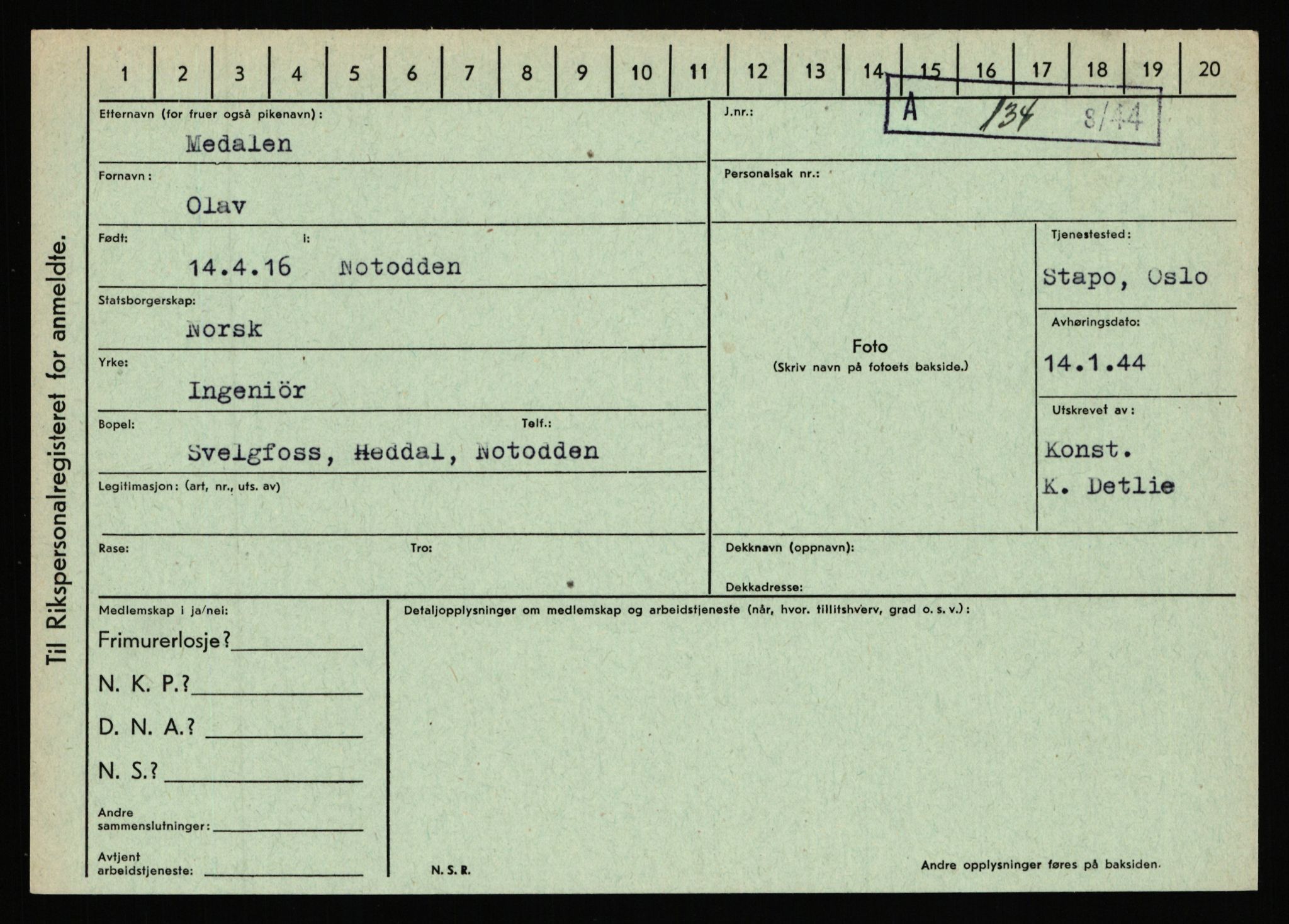 Statspolitiet - Hovedkontoret / Osloavdelingen, AV/RA-S-1329/C/Ca/L0010: Lind - Moksnes, 1943-1945, p. 3488