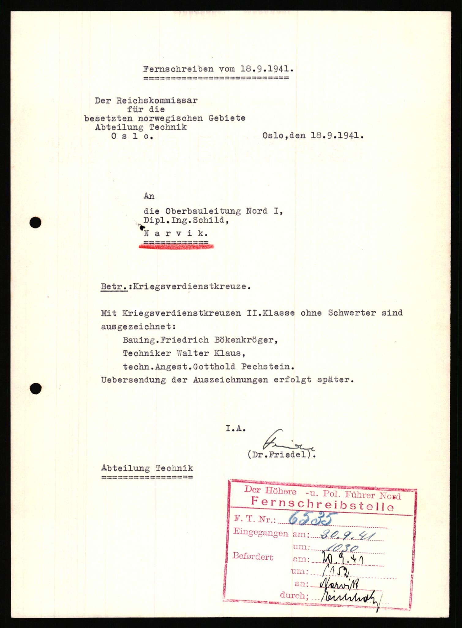 Tyske arkiver, Organisation Todt (OT), Einsatzgruppe Wiking, AV/RA-RAFA-2188/2/B/Bb/L0006: Korrespondanse med Kriegsmarine, 1940-1941, p. 43