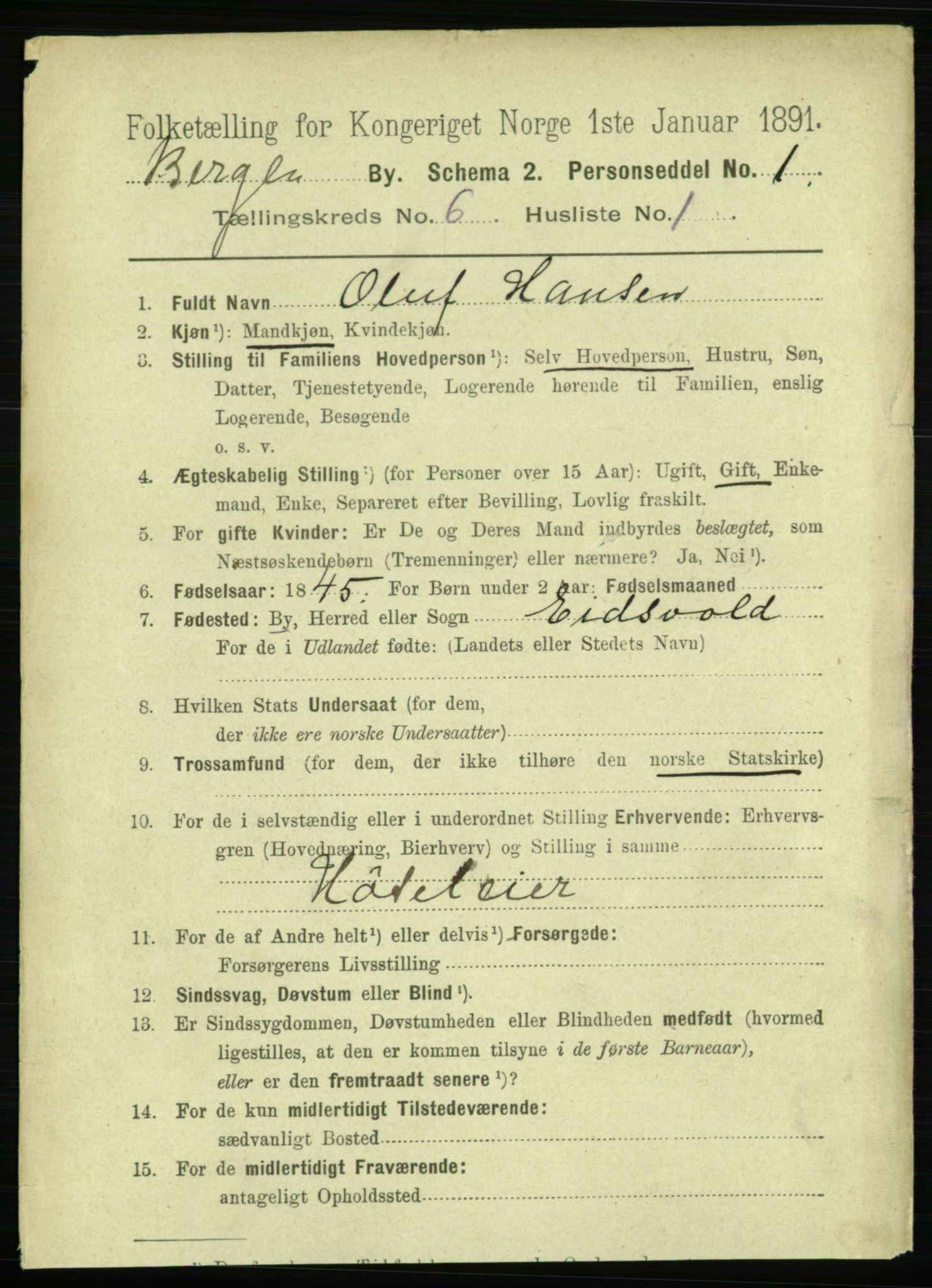 RA, 1891 Census for 1301 Bergen, 1891, p. 14655