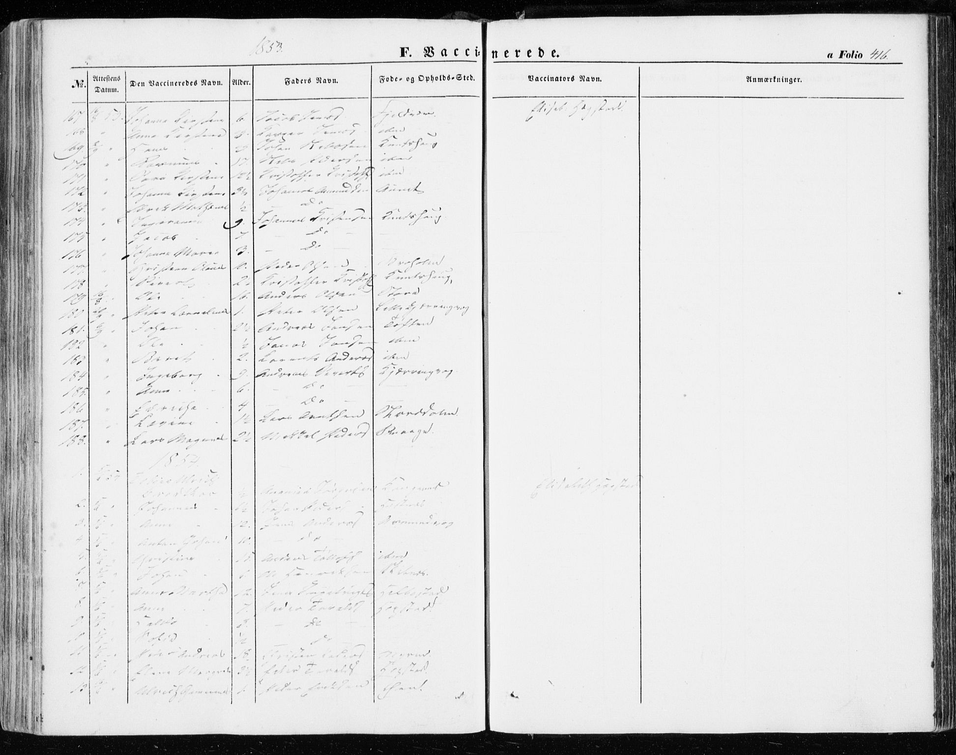 Ministerialprotokoller, klokkerbøker og fødselsregistre - Sør-Trøndelag, AV/SAT-A-1456/634/L0530: Parish register (official) no. 634A06, 1852-1860, p. 416