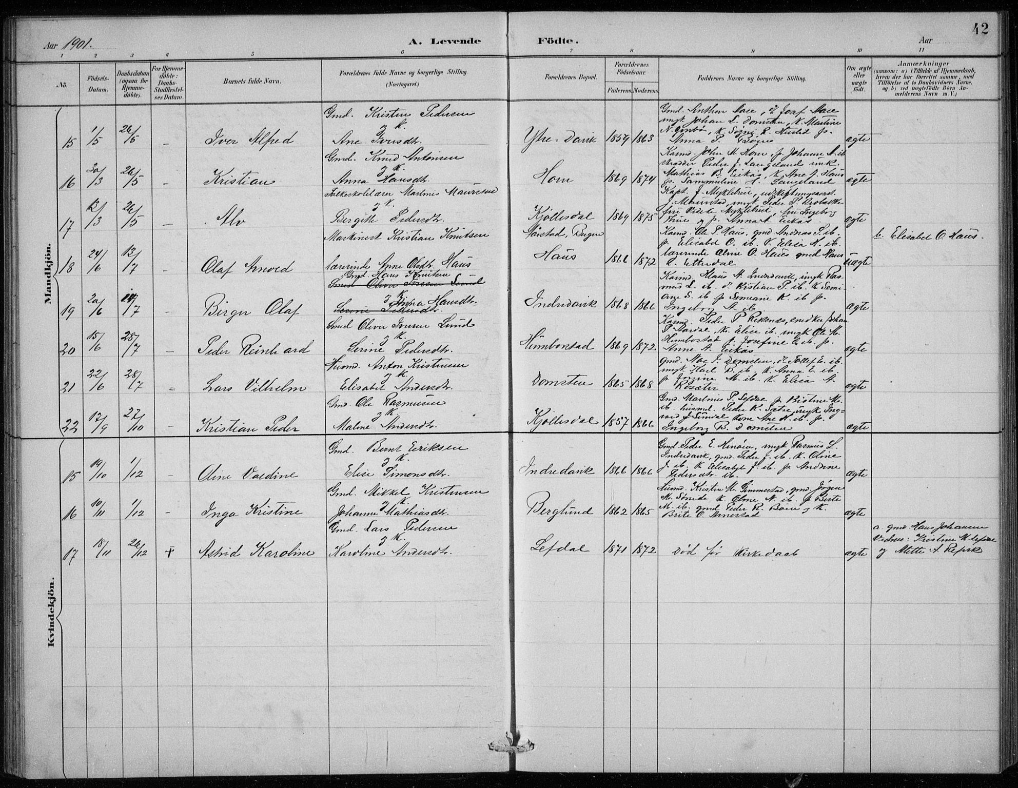 Davik sokneprestembete, AV/SAB-A-79701/H/Hab/Haba/L0002: Parish register (copy) no. A 2, 1890-1911, p. 42