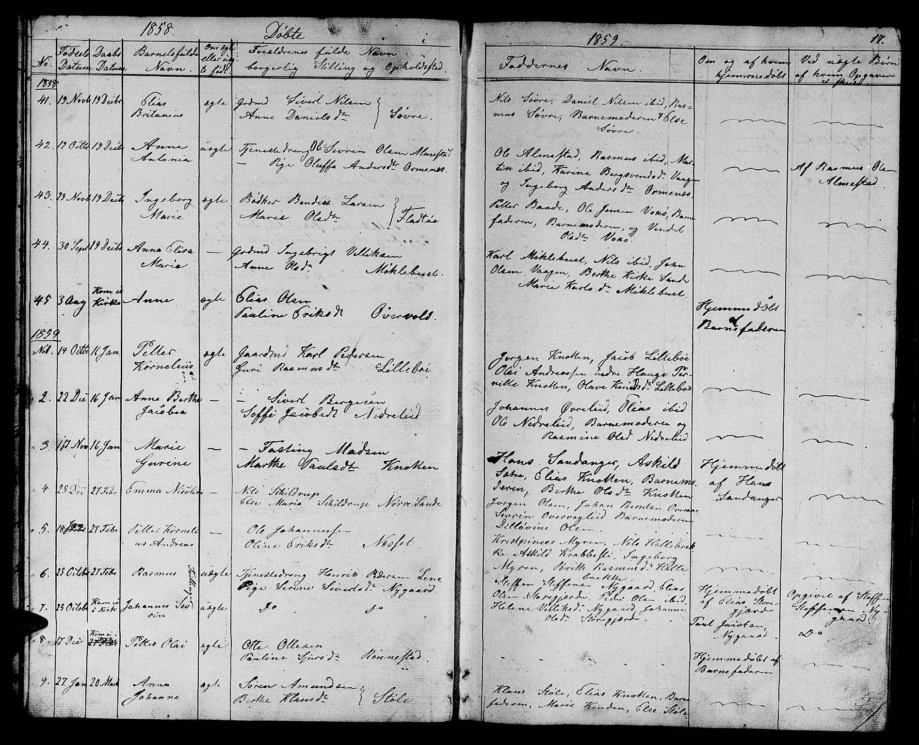 Ministerialprotokoller, klokkerbøker og fødselsregistre - Møre og Romsdal, AV/SAT-A-1454/503/L0047: Parish register (copy) no. 503C02, 1854-1884, p. 17