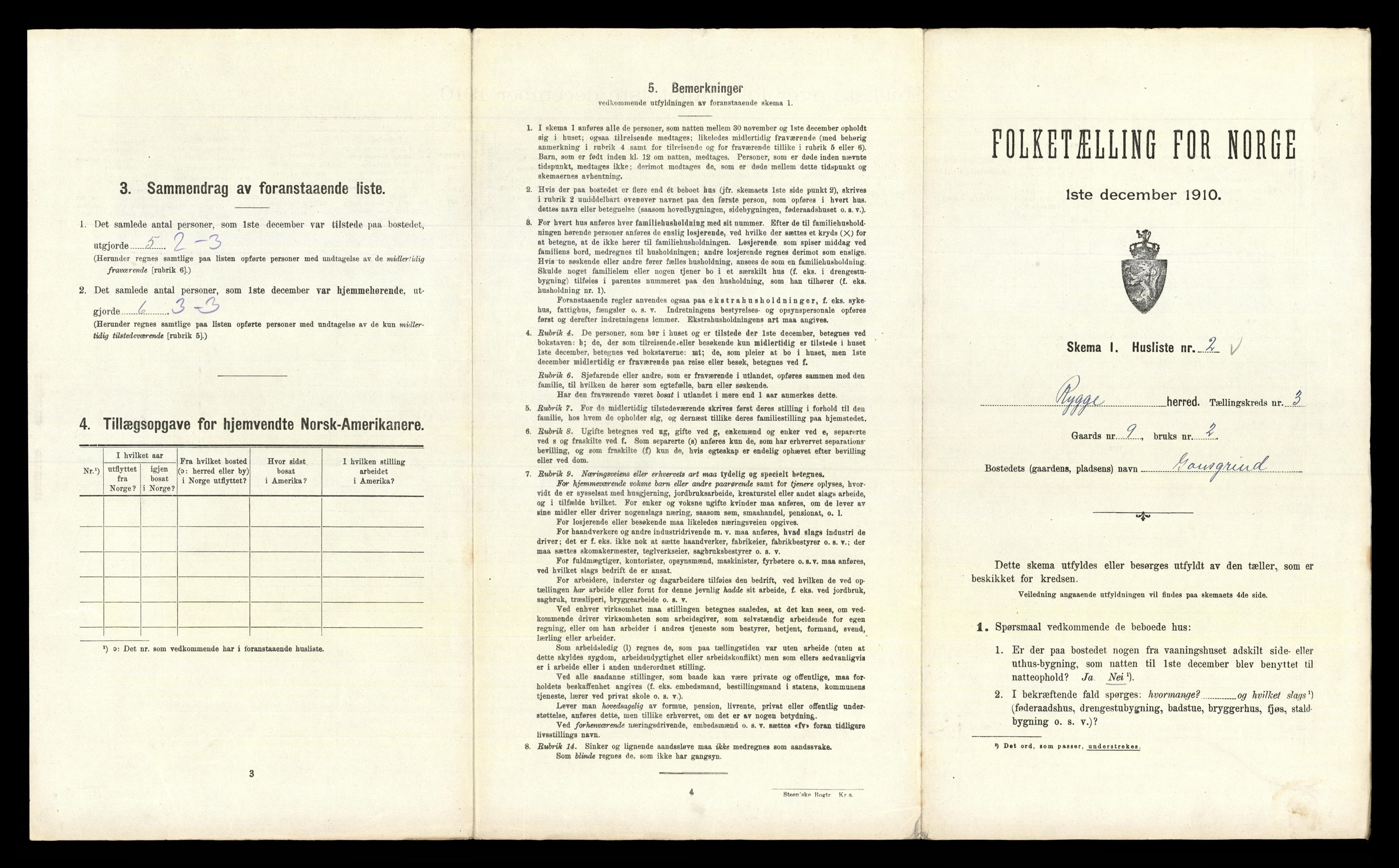 RA, 1910 census for Rygge, 1910, p. 442