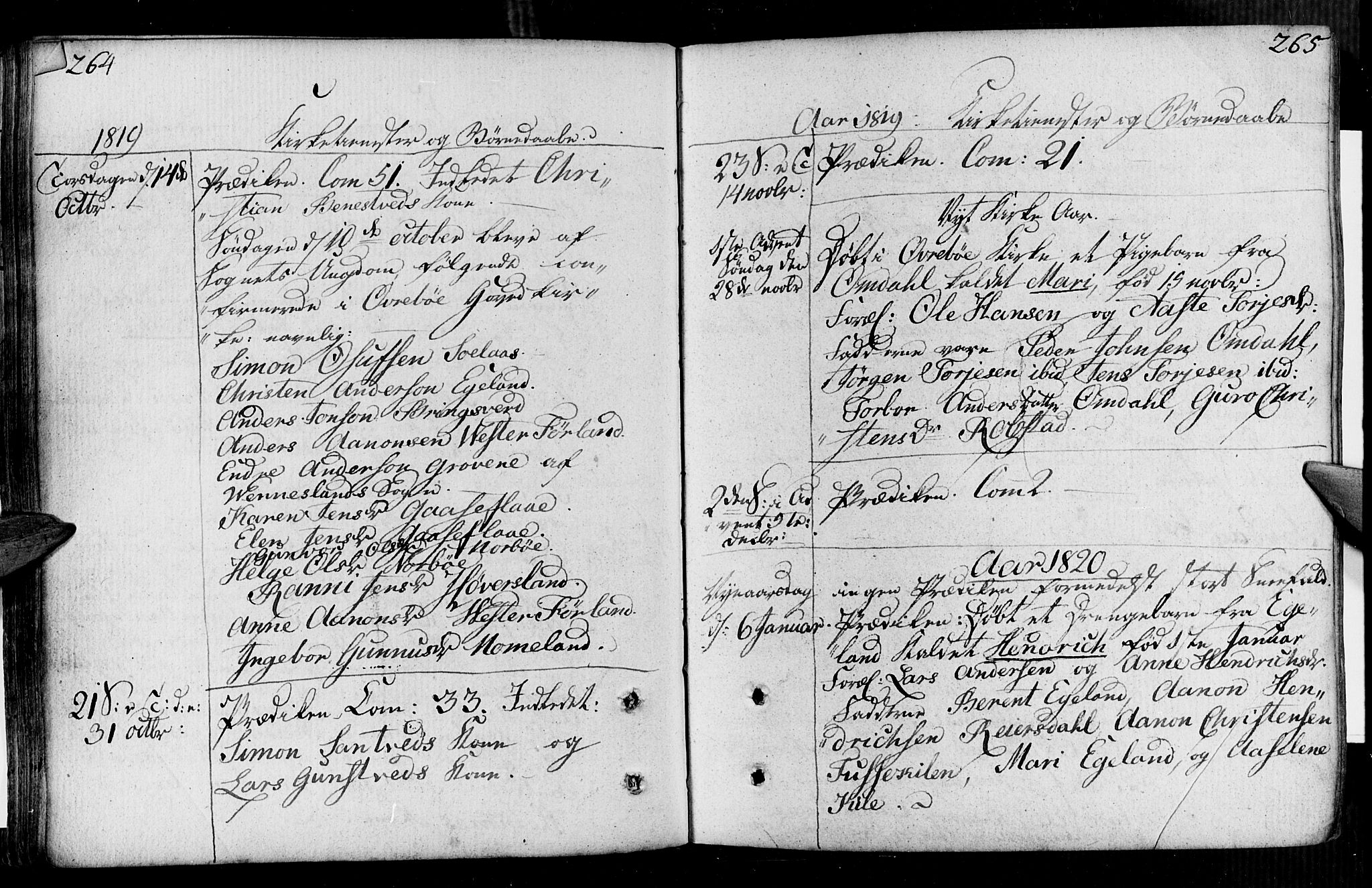 Vennesla sokneprestkontor, AV/SAK-1111-0045/Fa/Faa/L0002: Parish register (official) no. A 2, 1785-1834, p. 264-265