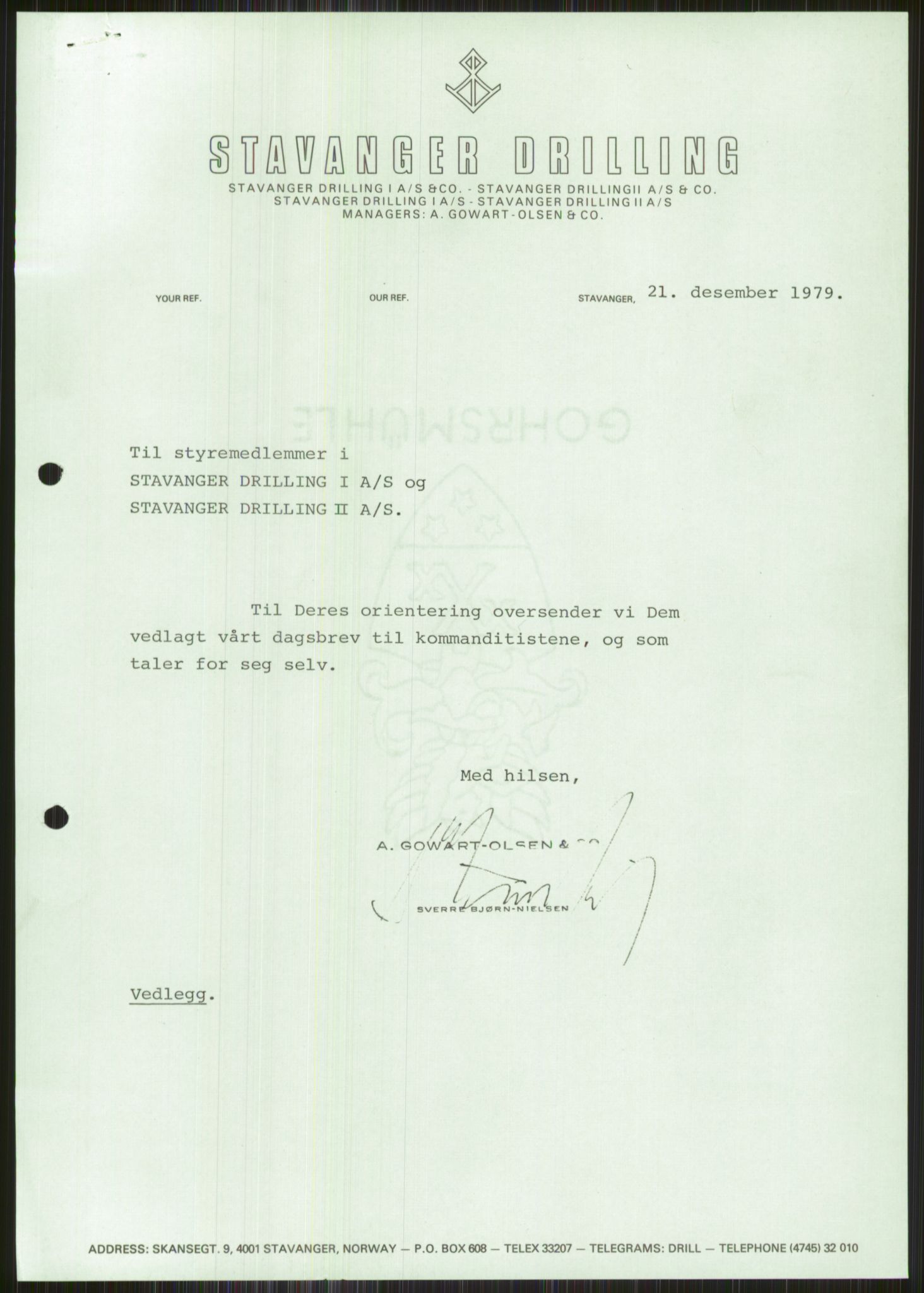 Pa 1503 - Stavanger Drilling AS, SAST/A-101906/A/Ab/Abc/L0008: Styrekorrespondanse Stavanger Drilling II A/S, 1979-1980, p. 2