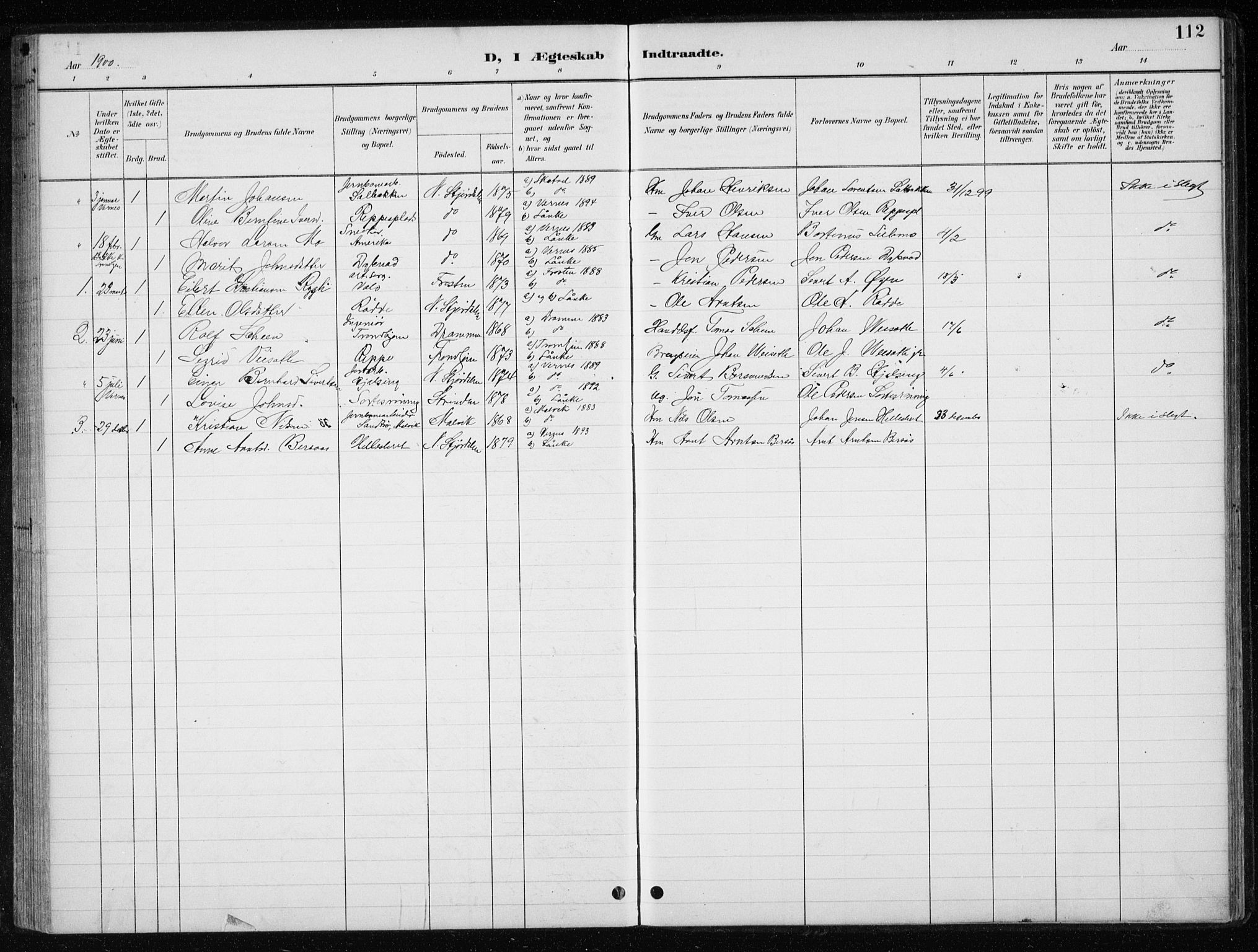 Ministerialprotokoller, klokkerbøker og fødselsregistre - Nord-Trøndelag, SAT/A-1458/710/L0096: Parish register (copy) no. 710C01, 1892-1925, p. 112