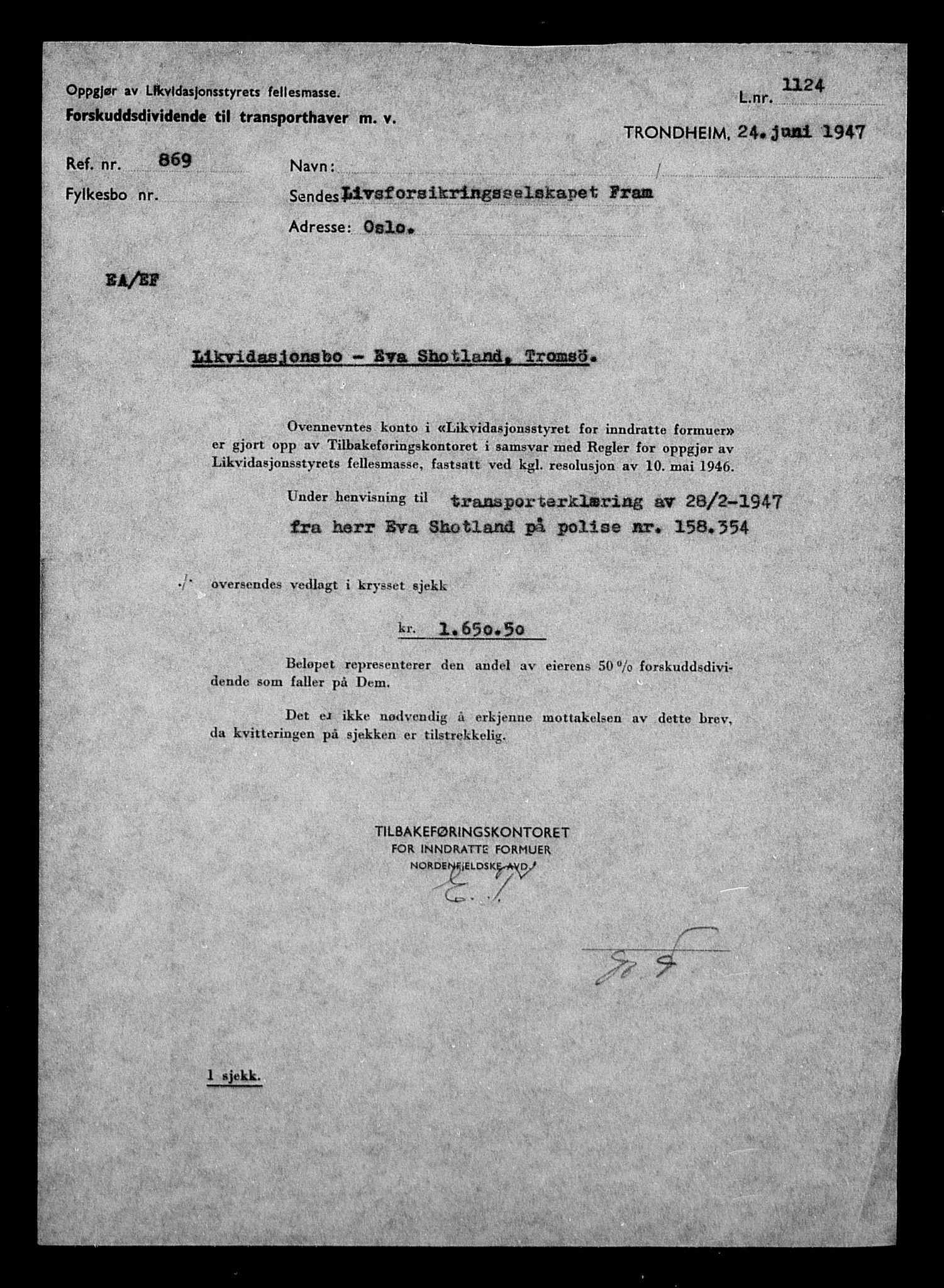 Justisdepartementet, Tilbakeføringskontoret for inndratte formuer, AV/RA-S-1564/H/Hc/Hcb/L0915: --, 1945-1947, p. 413