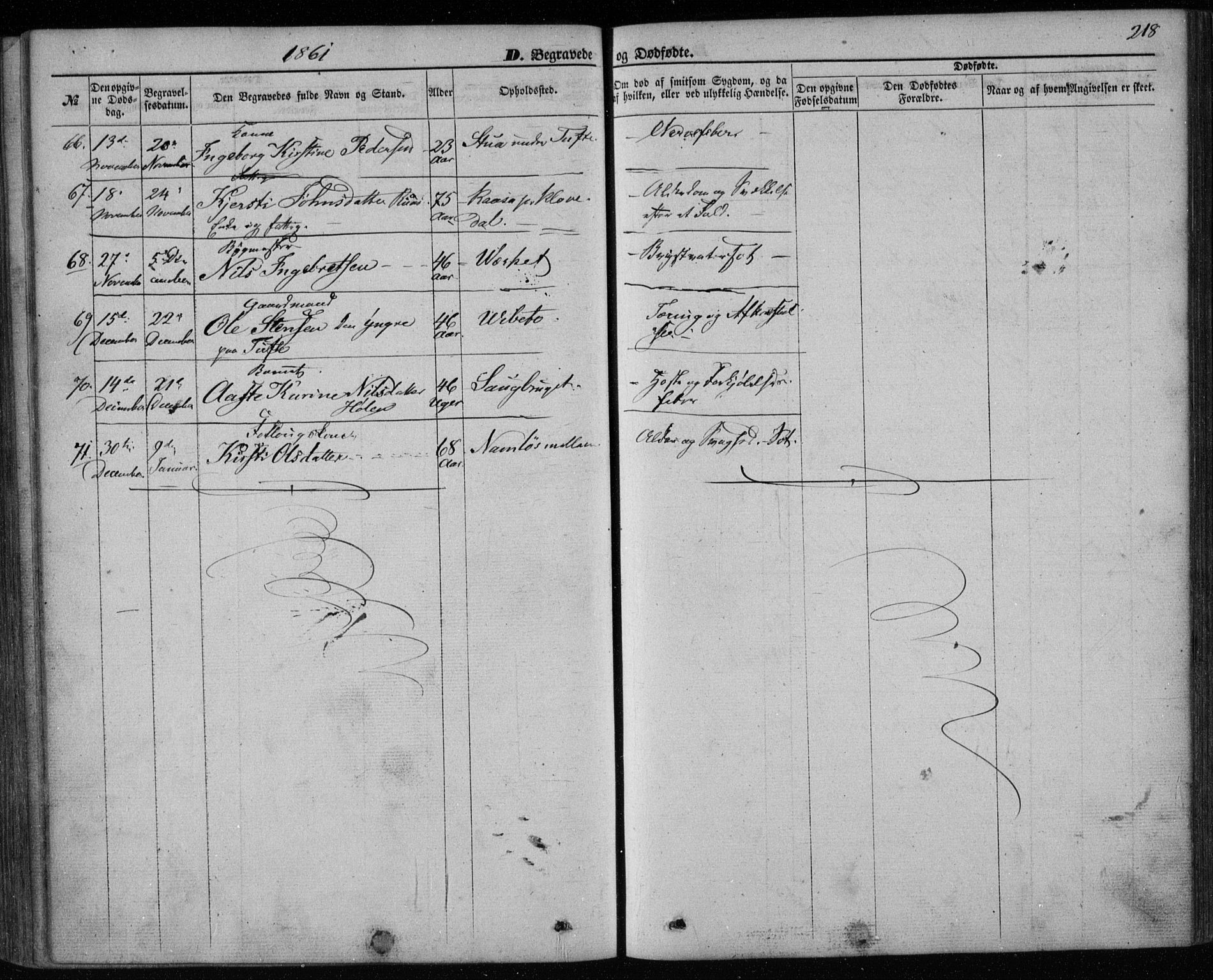 Holla kirkebøker, SAKO/A-272/F/Fa/L0006: Parish register (official) no. 6, 1861-1869, p. 218