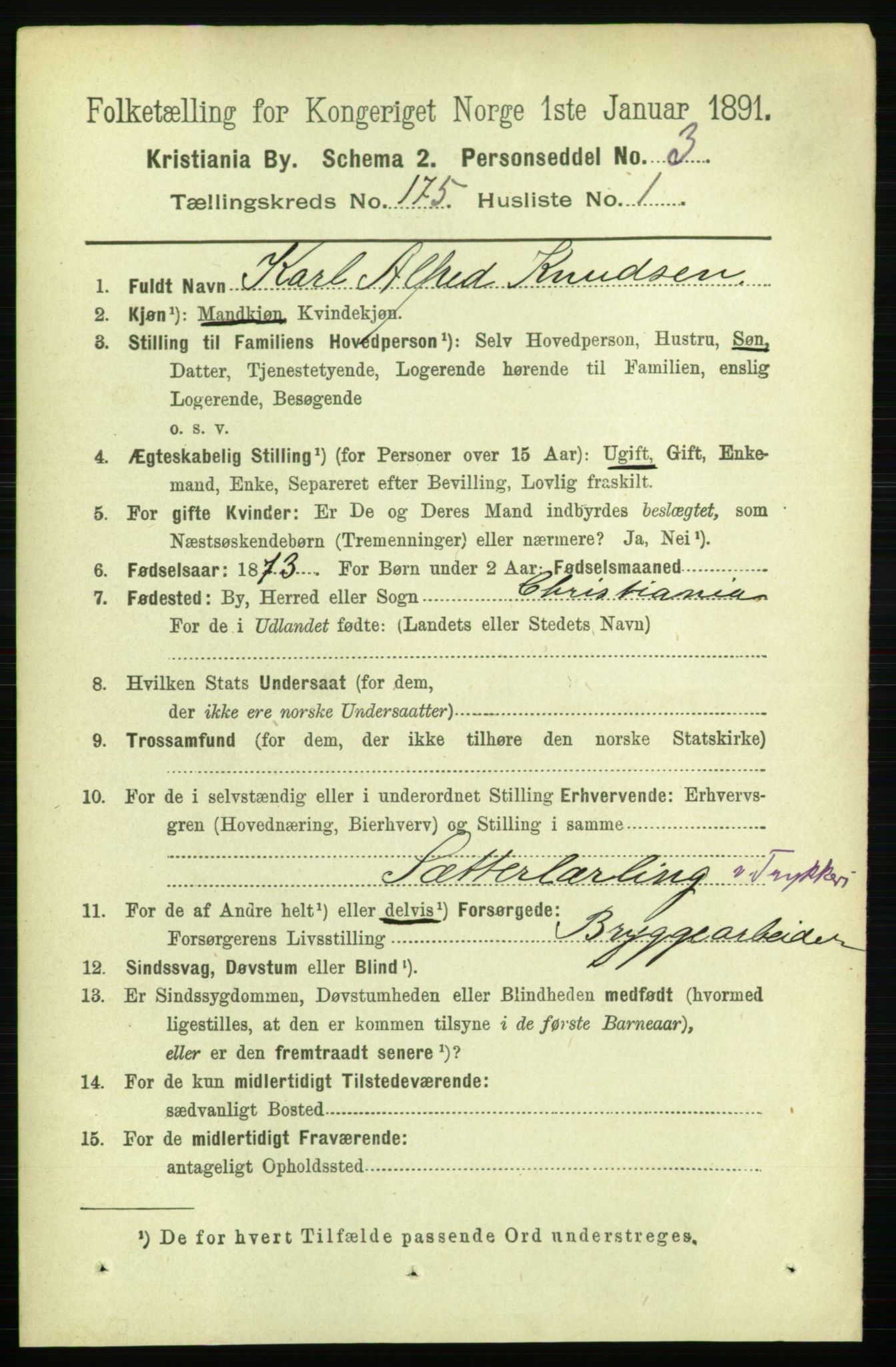 RA, 1891 census for 0301 Kristiania, 1891, p. 104750