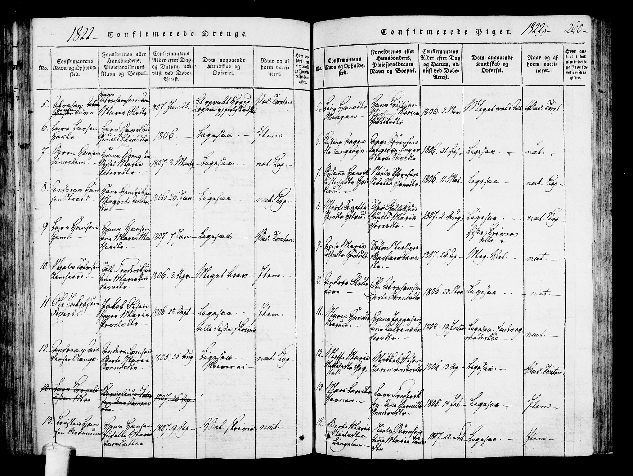 Sandar kirkebøker, AV/SAKO-A-243/F/Fa/L0004: Parish register (official) no. 4, 1814-1832, p. 260