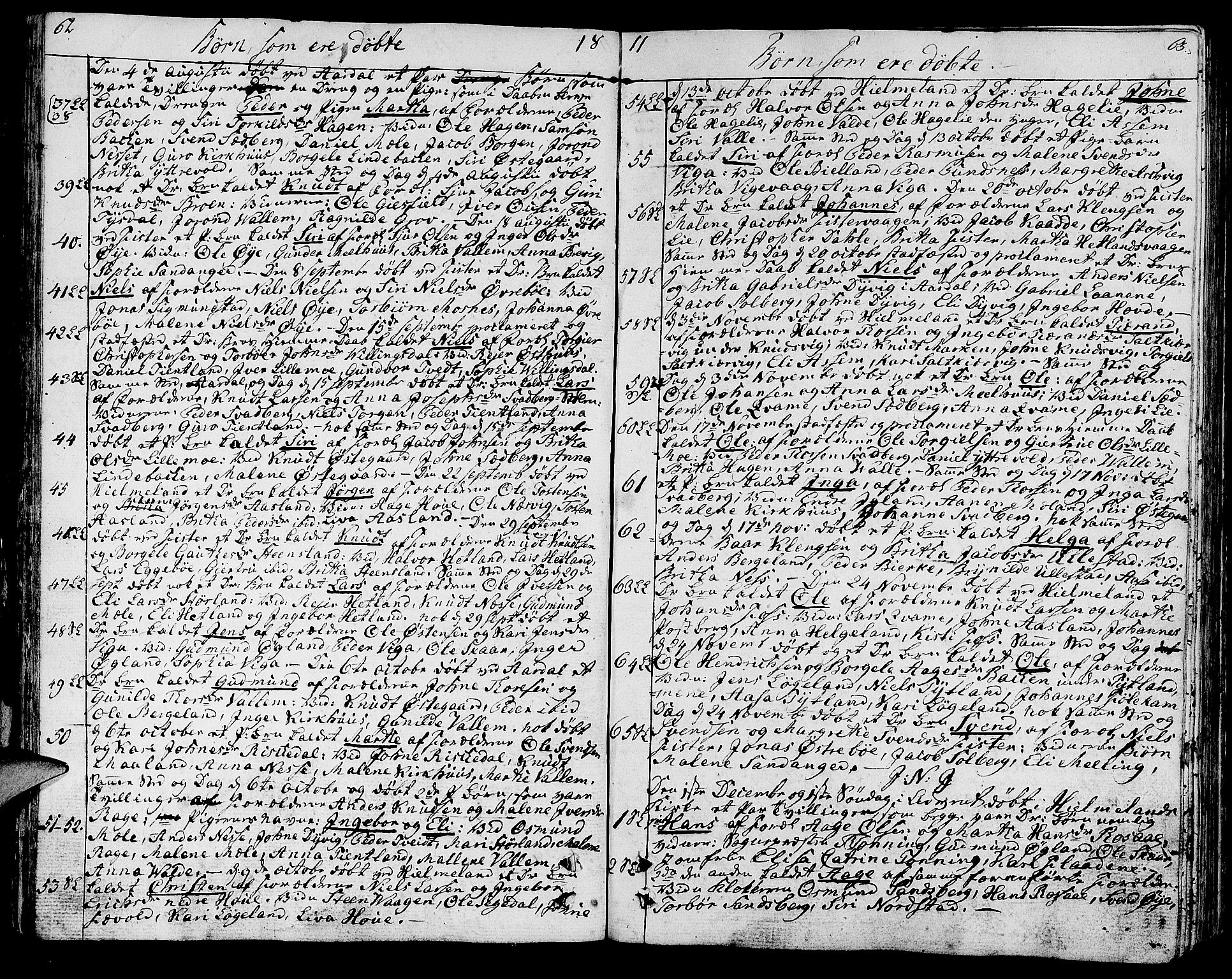 Hjelmeland sokneprestkontor, SAST/A-101843/01/IV/L0002: Parish register (official) no. A 2, 1799-1816, p. 62-63