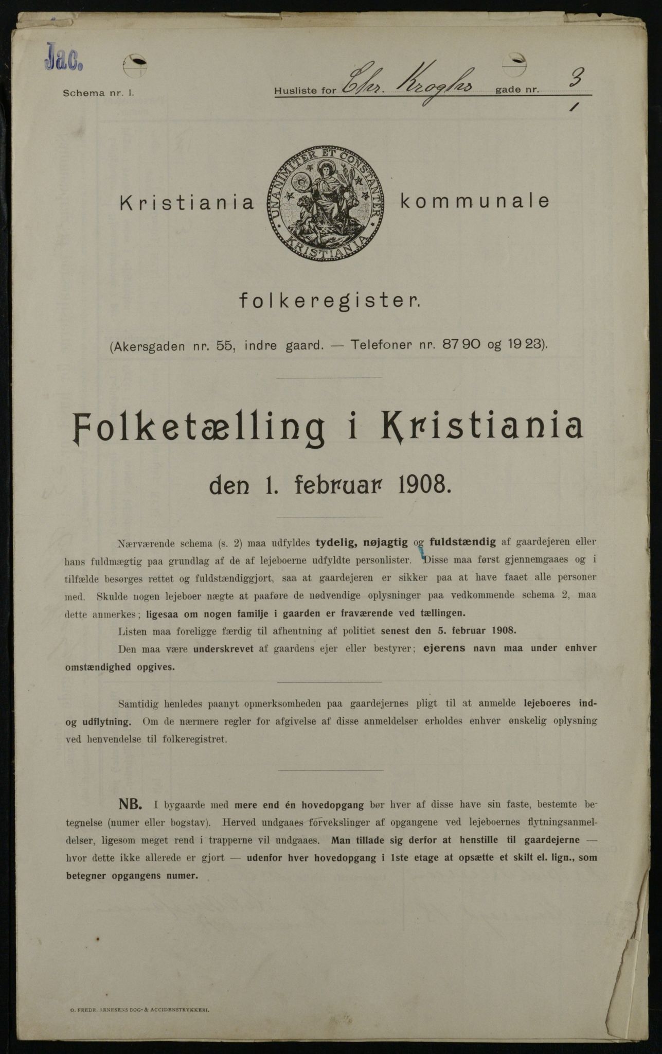OBA, Municipal Census 1908 for Kristiania, 1908, p. 11024
