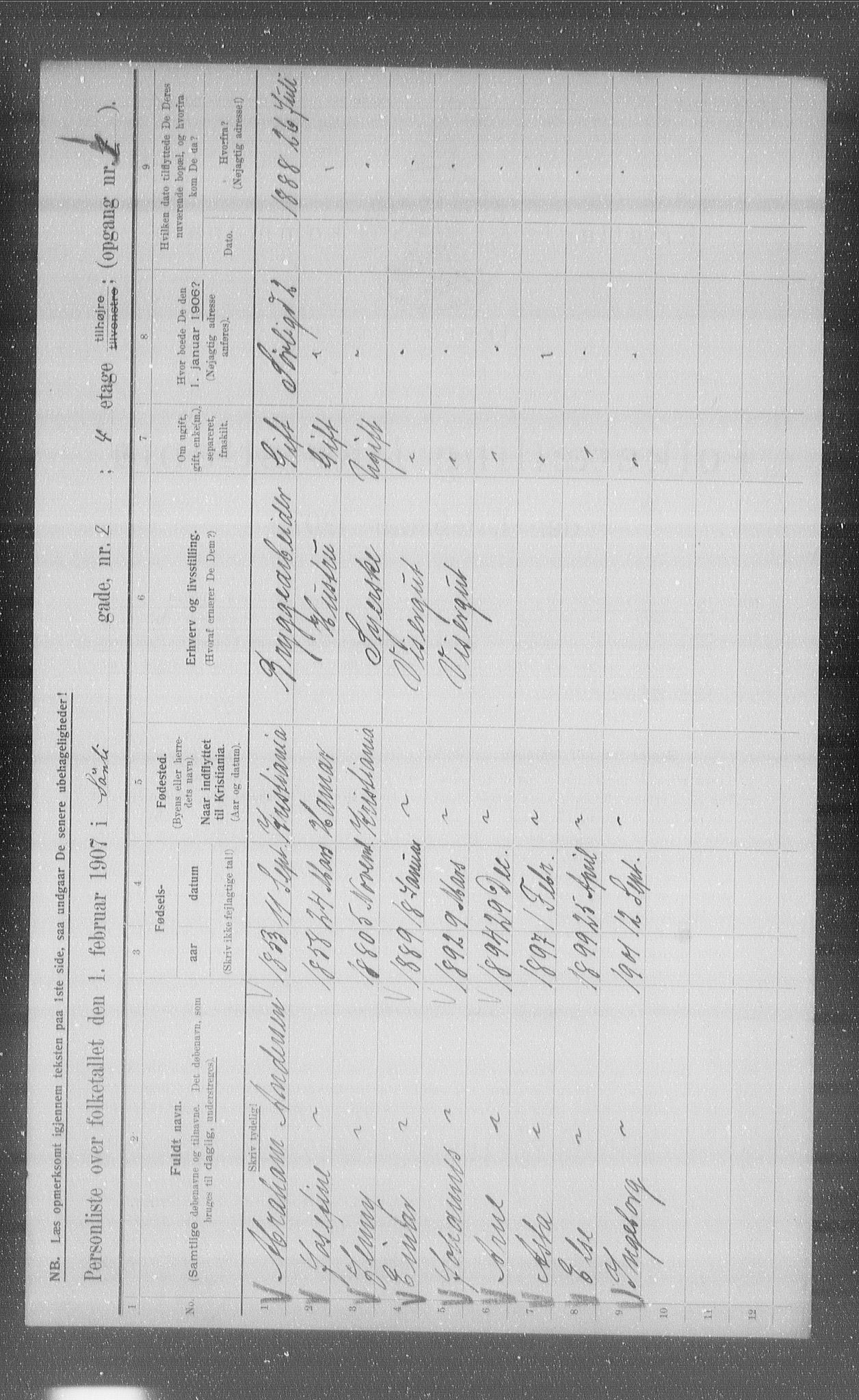 OBA, Municipal Census 1907 for Kristiania, 1907, p. 54142