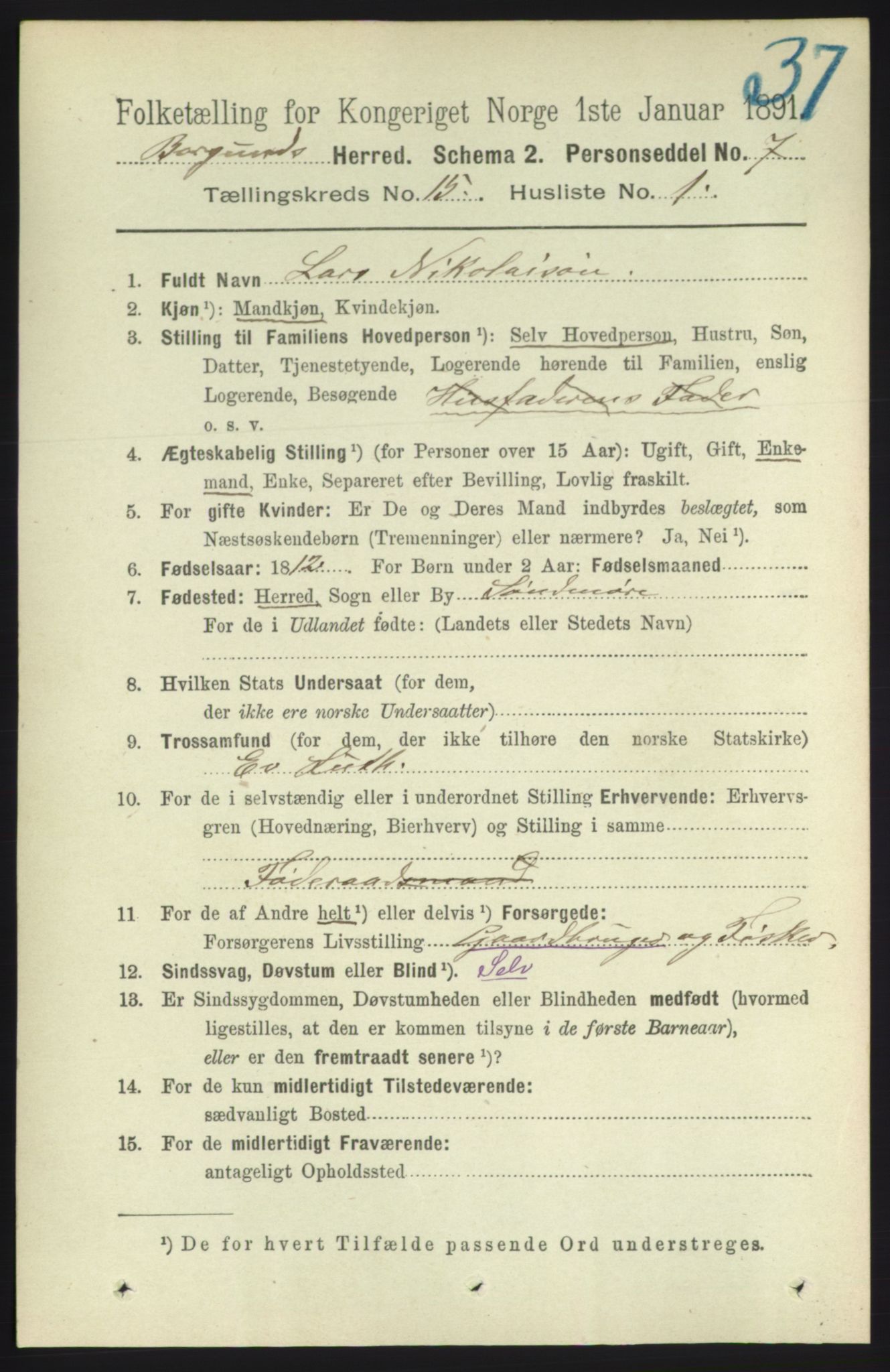 RA, 1891 census for 1531 Borgund, 1891, p. 4484