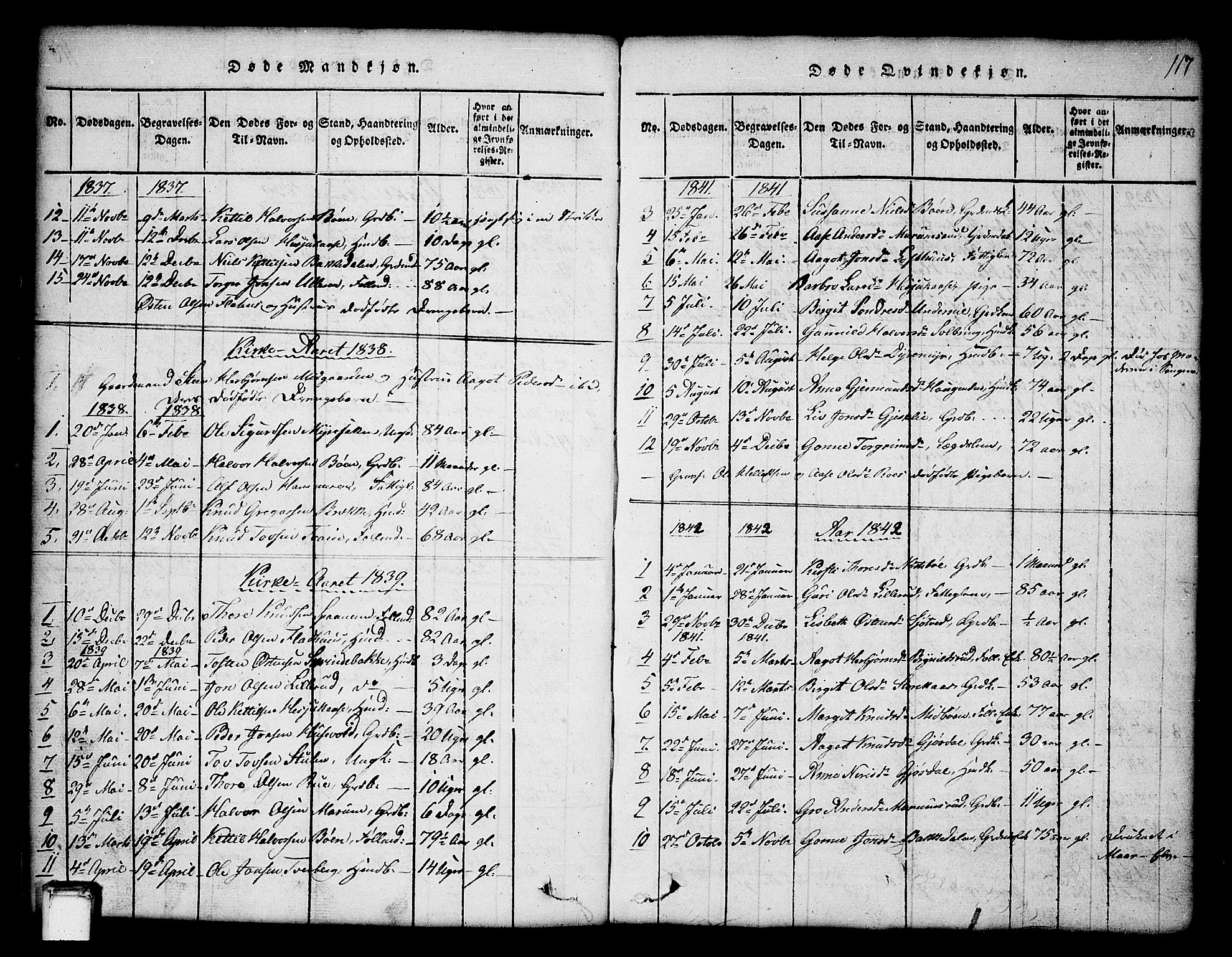 Tinn kirkebøker, SAKO/A-308/G/Ga/L0001: Parish register (copy) no. I 1, 1815-1850, p. 117