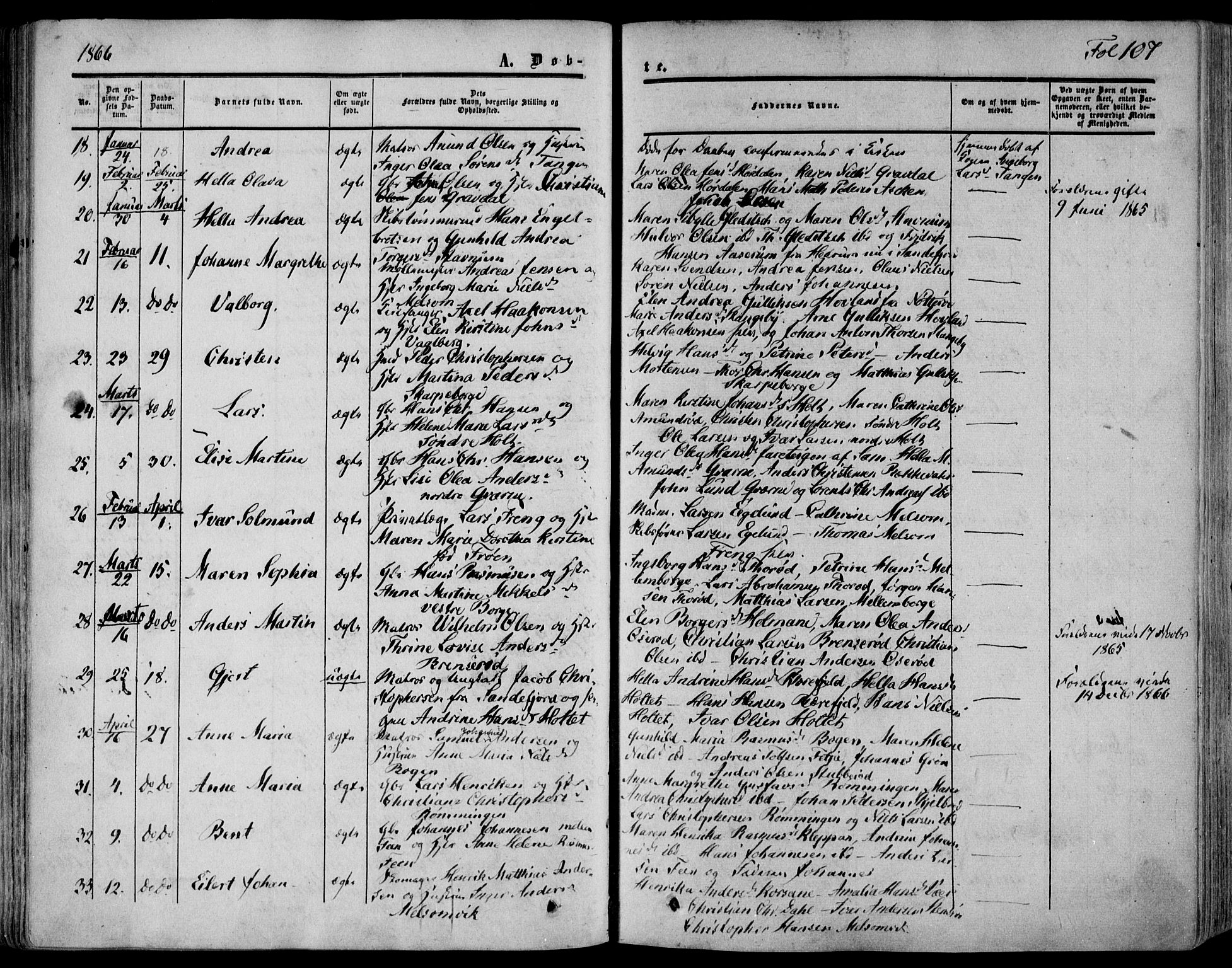 Stokke kirkebøker, AV/SAKO-A-320/F/Fa/L0008: Parish register (official) no. I 8, 1858-1871, p. 107