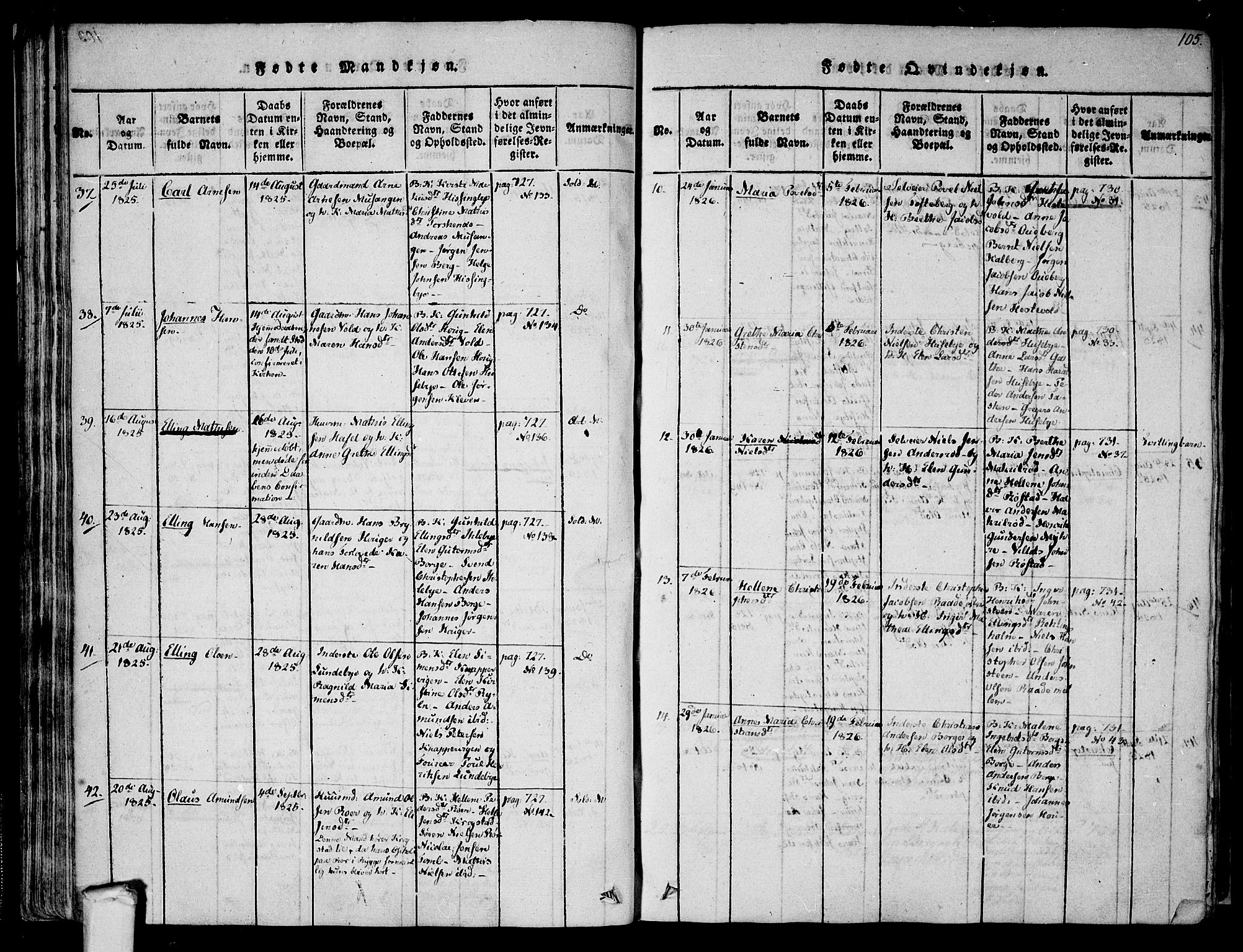 Råde prestekontor kirkebøker, AV/SAO-A-2009/F/Fa/L0004: Parish register (official) no. 4, 1814-1830, p. 104-105