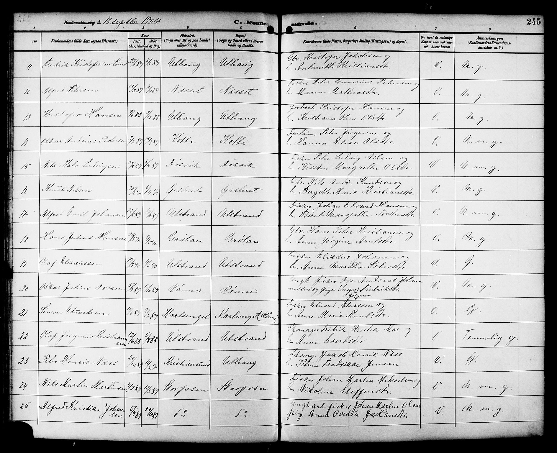 Ministerialprotokoller, klokkerbøker og fødselsregistre - Sør-Trøndelag, AV/SAT-A-1456/659/L0746: Parish register (copy) no. 659C03, 1893-1912, p. 245