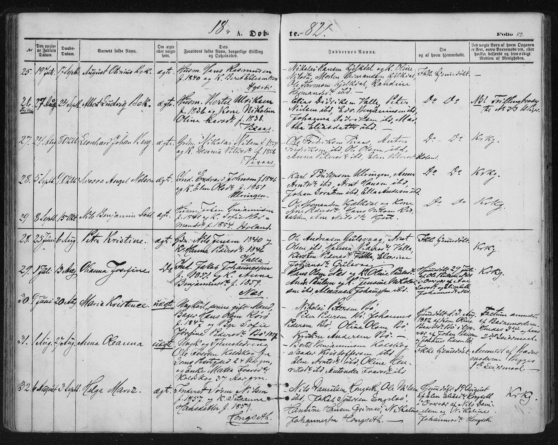 Ministerialprotokoller, klokkerbøker og fødselsregistre - Nordland, AV/SAT-A-1459/816/L0241: Parish register (official) no. 816A07, 1870-1885, p. 83