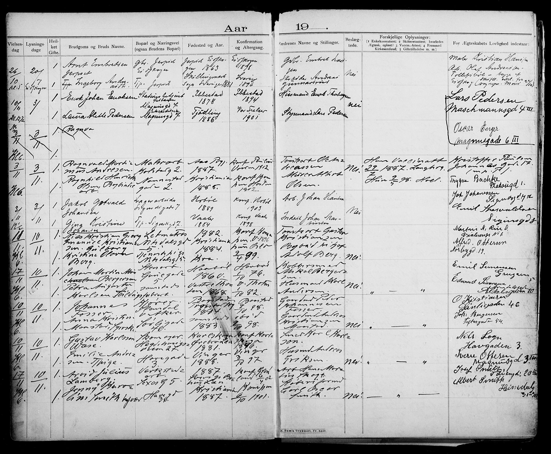 Kampen prestekontor Kirkebøker, AV/SAO-A-10853/H/Ha/L0003: Banns register no. 3, 1907-1917