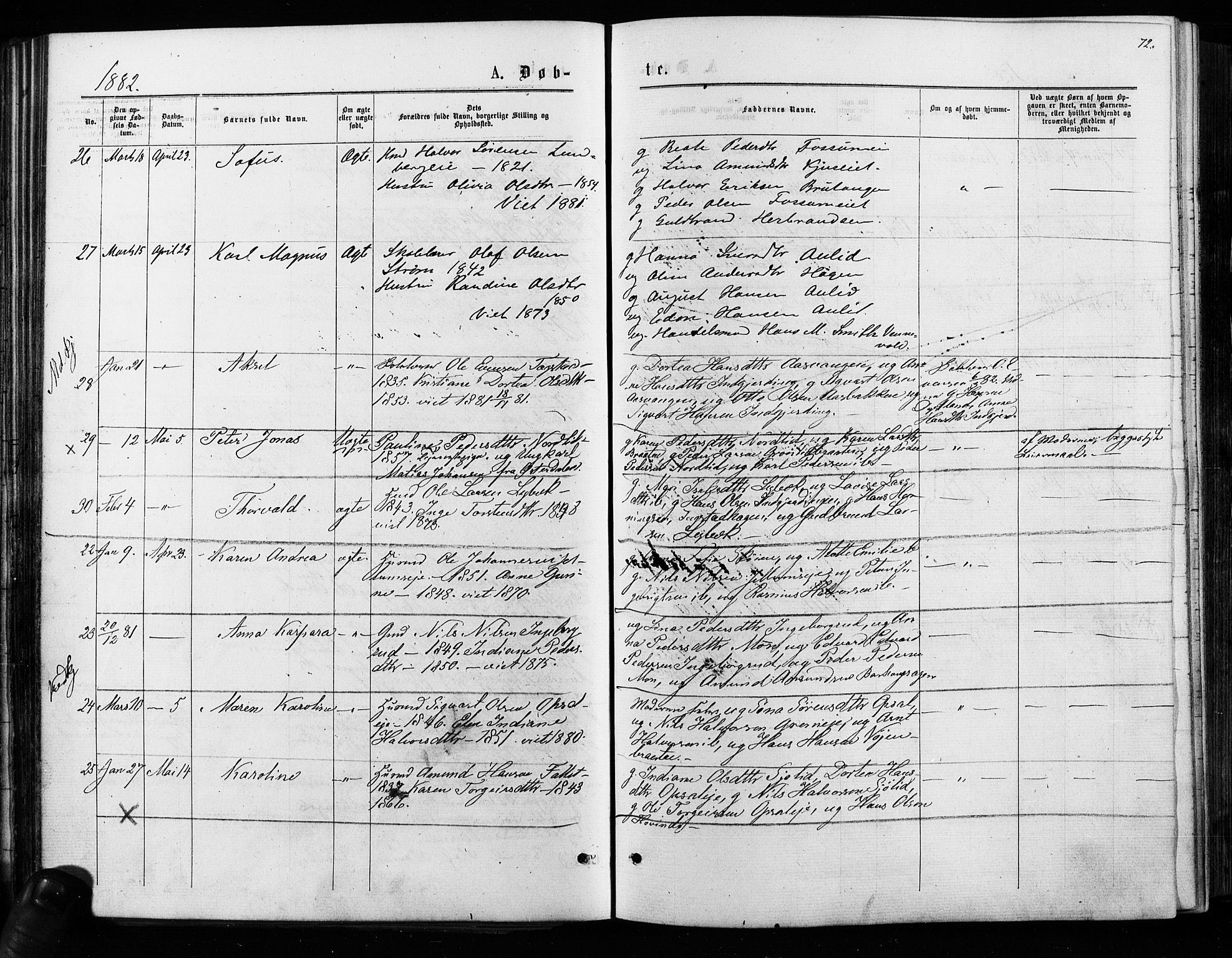 Nes prestekontor Kirkebøker, AV/SAO-A-10410/F/Fa/L0009: Parish register (official) no. I 9, 1875-1882, p. 72