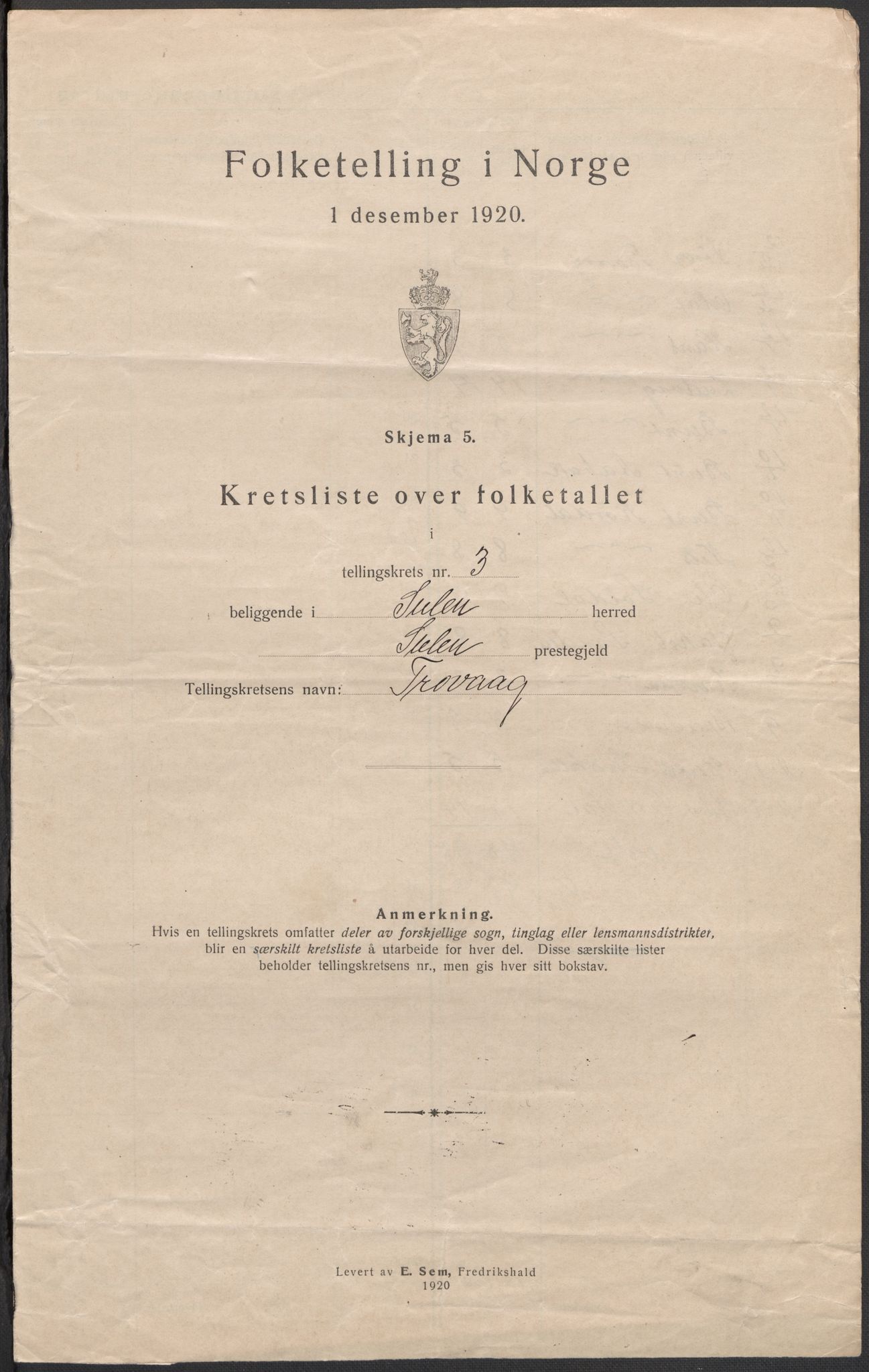 SAB, 1920 census for Solund, 1920, p. 11