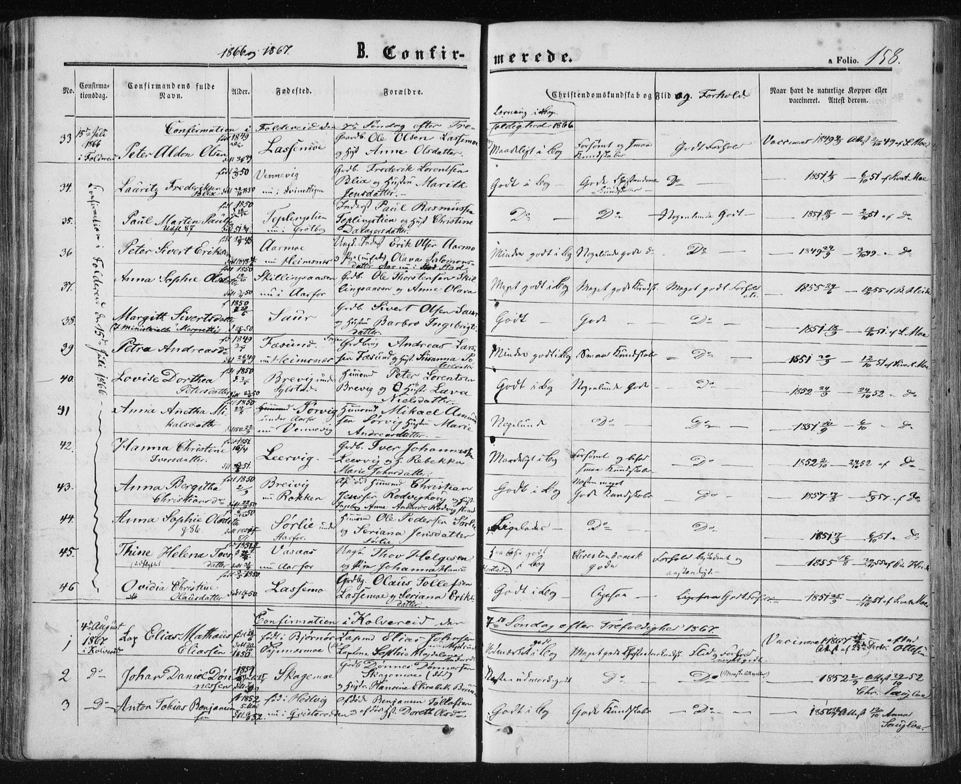 Ministerialprotokoller, klokkerbøker og fødselsregistre - Nord-Trøndelag, SAT/A-1458/780/L0641: Parish register (official) no. 780A06, 1857-1874, p. 158