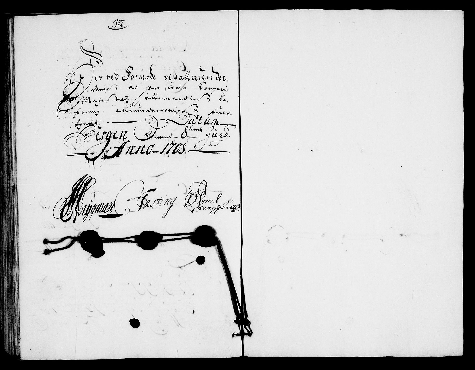 Danske Kanselli, Skapsaker, RA/EA-4061/G/L0015: Tillegg til skapsakene, 1707-1708, p. 319