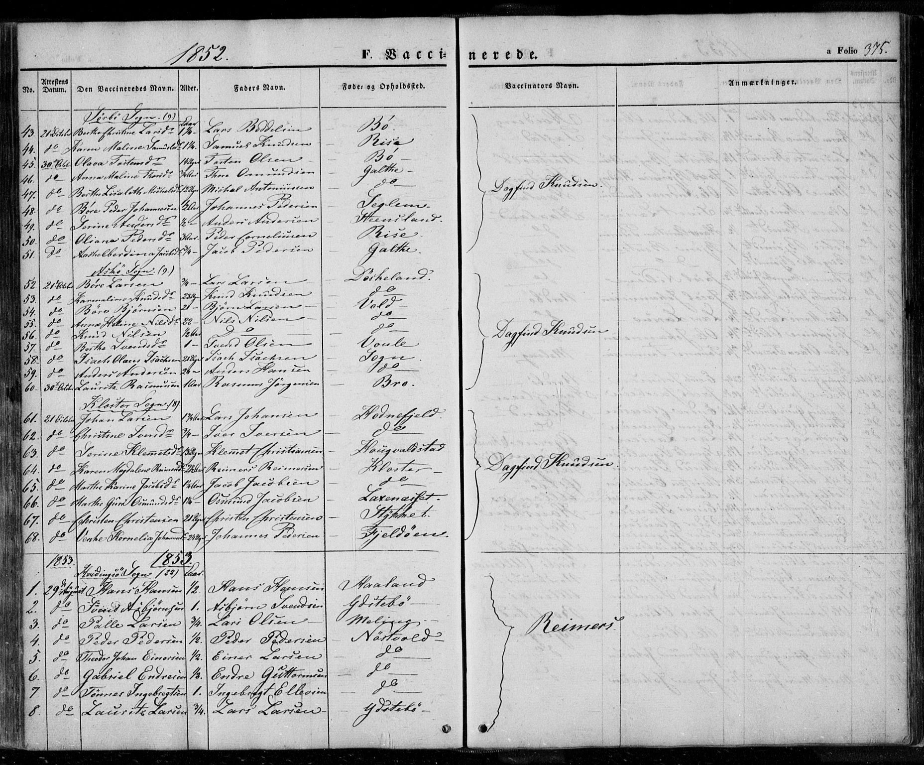 Rennesøy sokneprestkontor, SAST/A -101827/H/Ha/Haa/L0005: Parish register (official) no. A 5, 1838-1859, p. 375