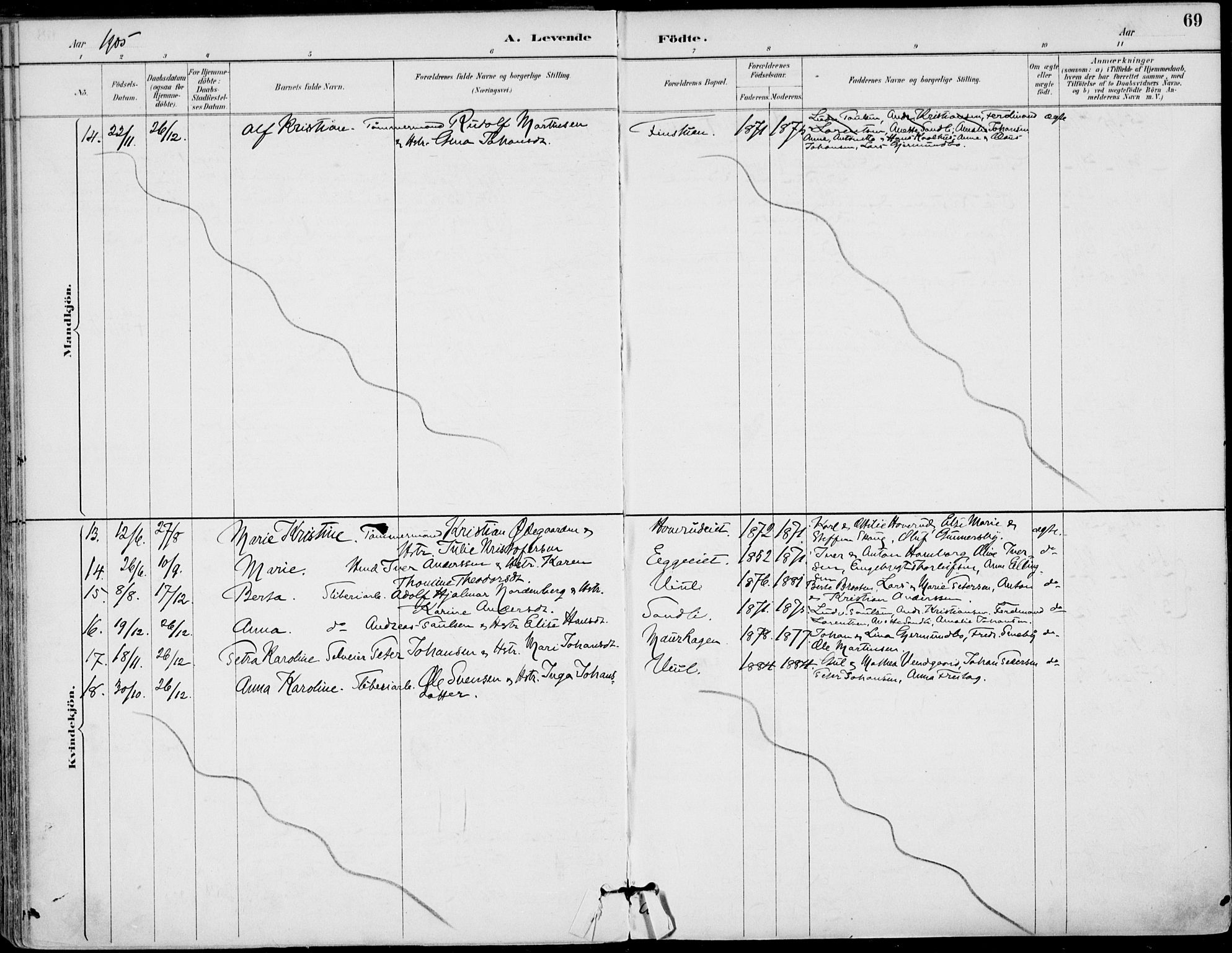 Haug kirkebøker, AV/SAKO-A-604/F/Fa/L0001: Parish register (official) no. 1, 1885-1917, p. 69