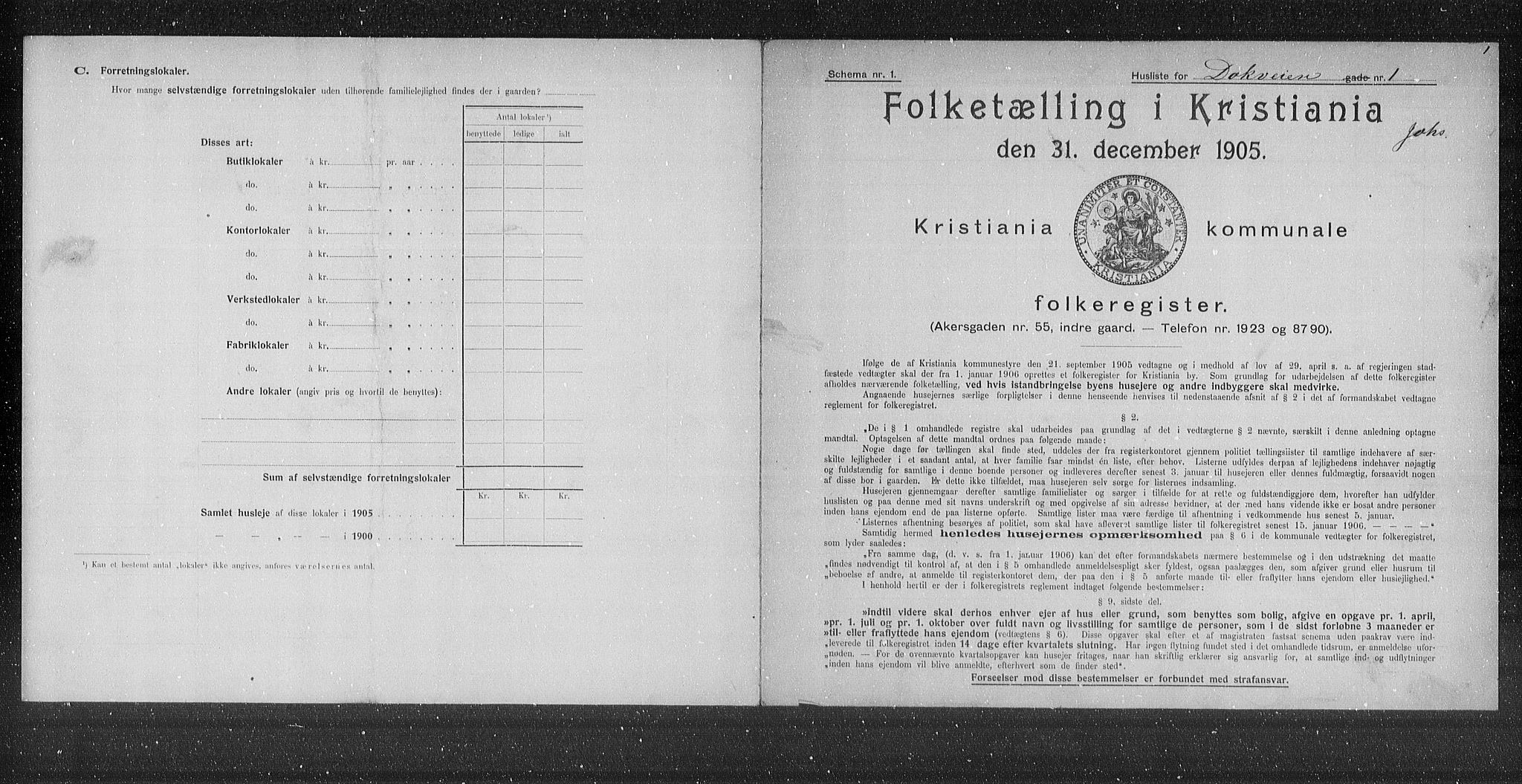 OBA, Municipal Census 1905 for Kristiania, 1905, p. 8213