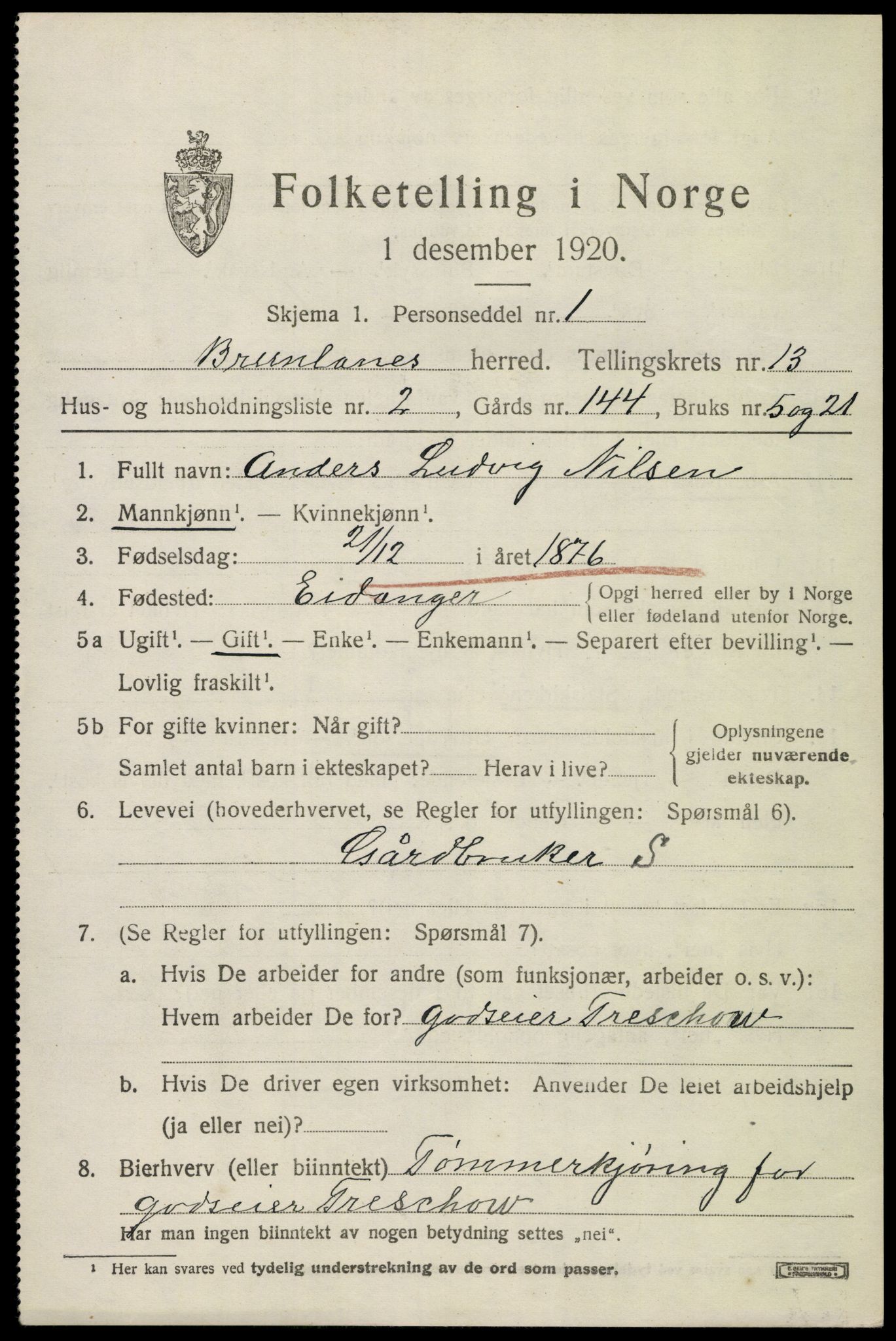SAKO, 1920 census for Brunlanes, 1920, p. 10799