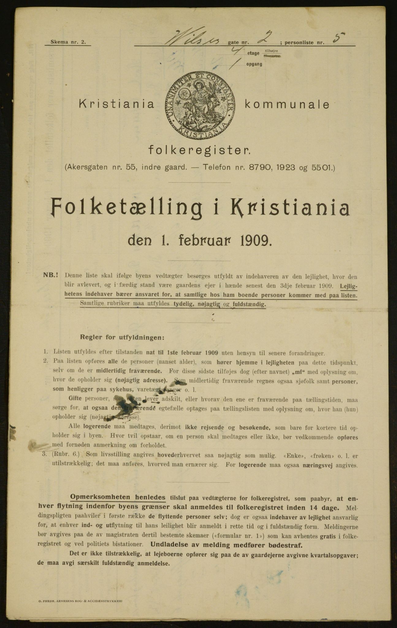 OBA, Municipal Census 1909 for Kristiania, 1909, p. 116450